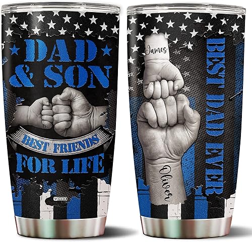 Vaso personalizado con puño levantado para papá, regalos del día del padre de parte del hijo, regalo con nombre personalizado para papá, taza de