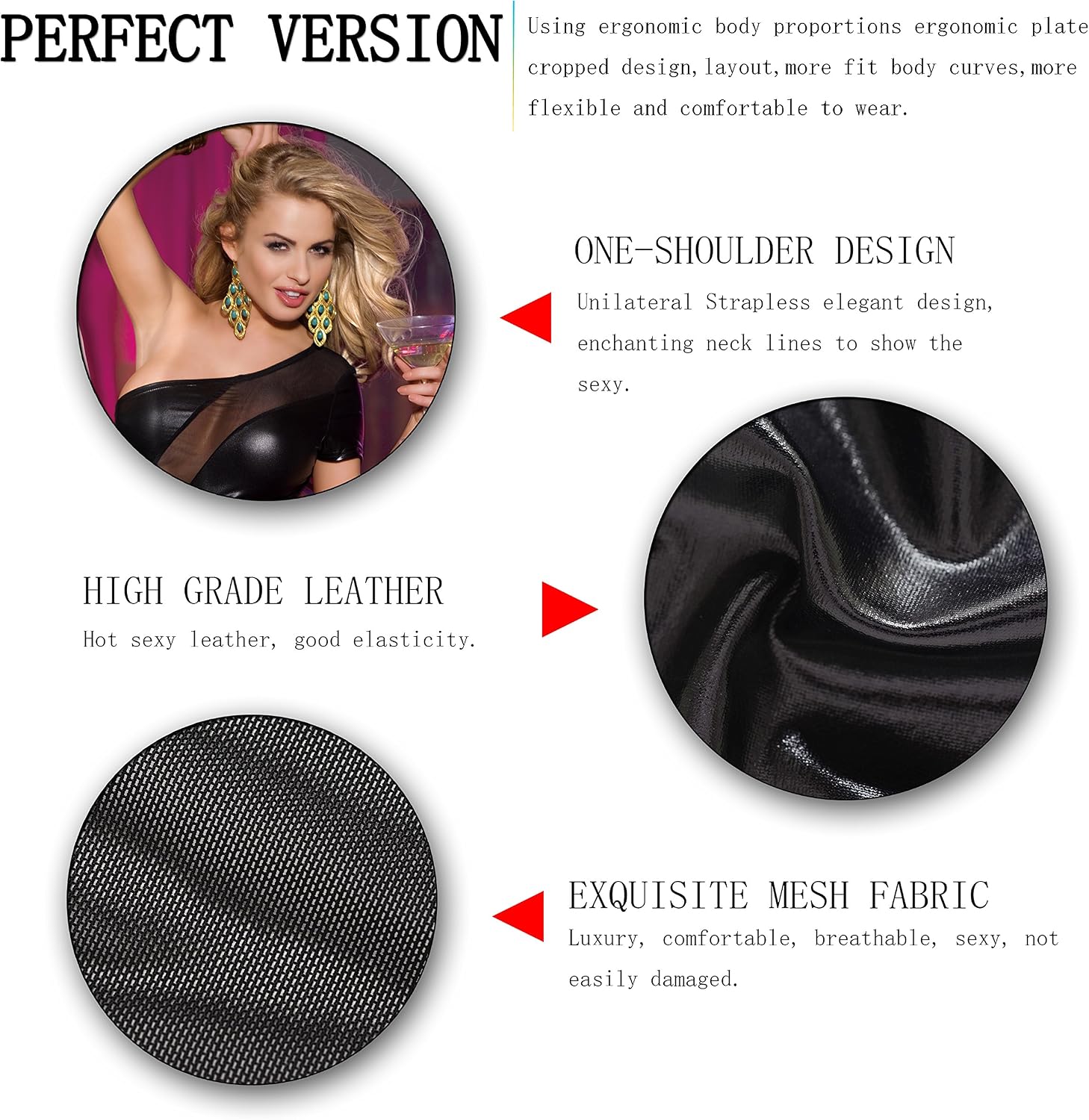 XSPICE Club Dress for Women Party Dress Bodycon Clubwear PU Leather Mini Club Wear