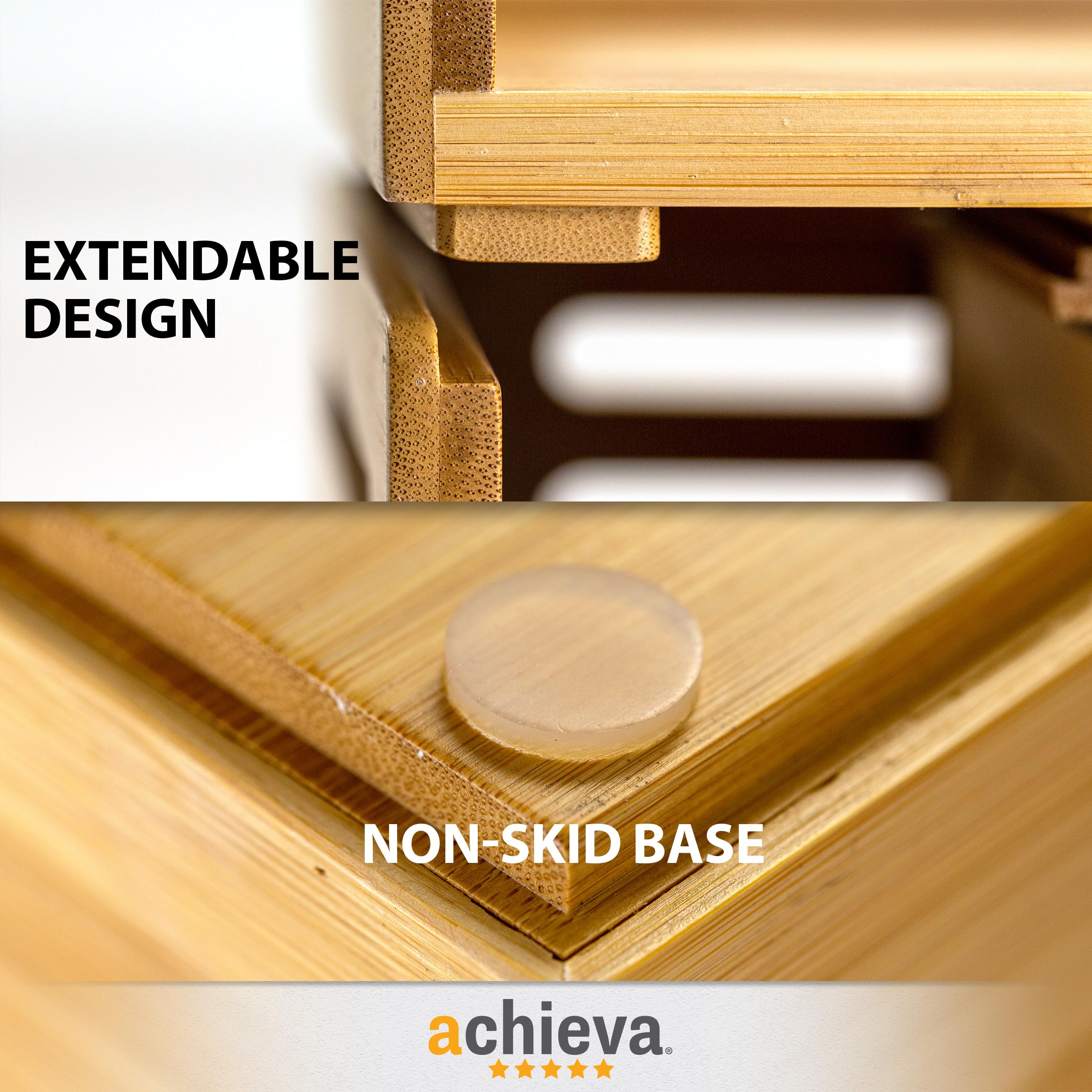 Achieva Clasificador de archivos ajustable pequeño de bambú (71003)