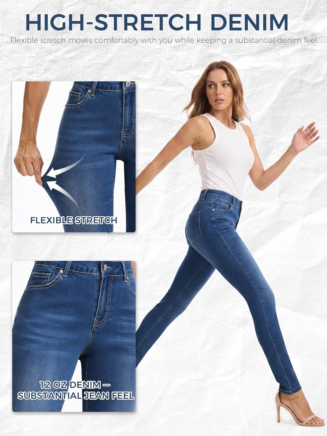 Petite Skinny Jeans for Women 26/28 Inseam Mid Rise Stretch Denim image 5