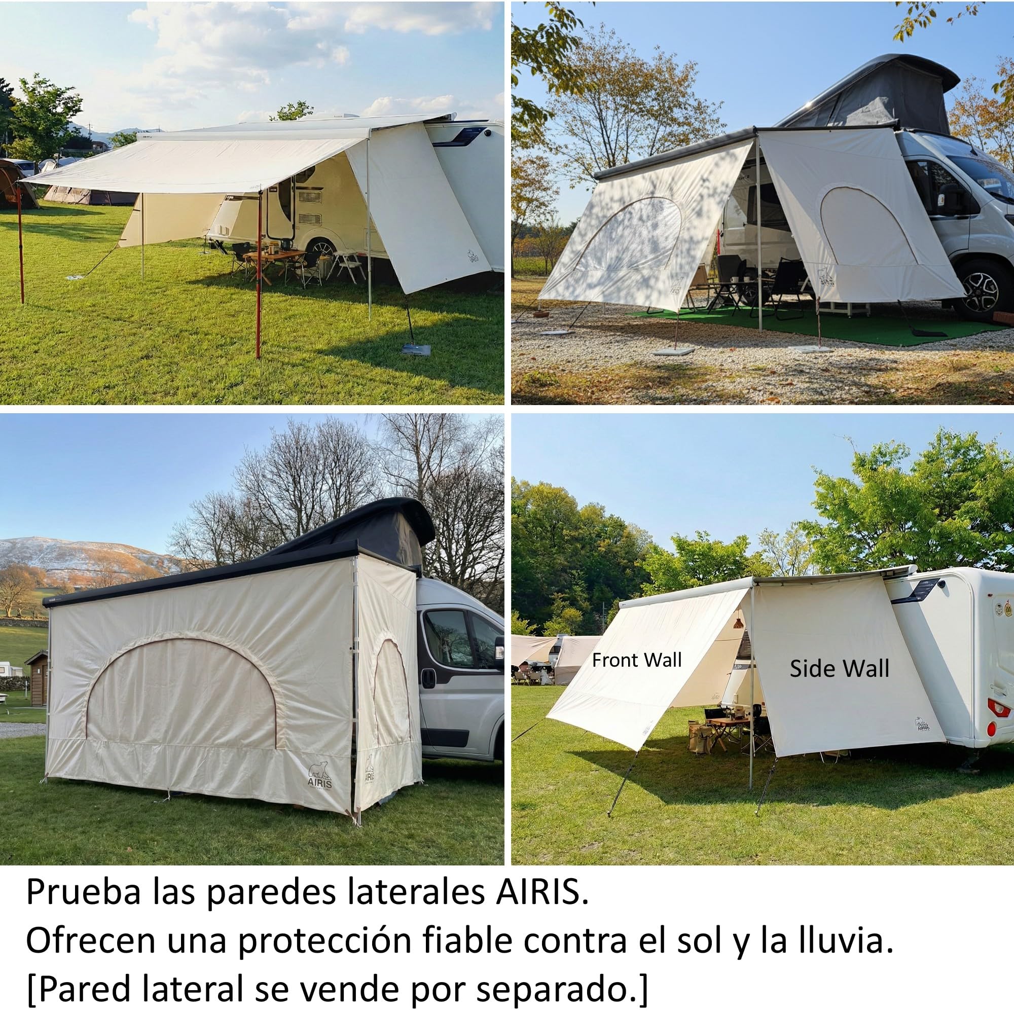 AIRIS - Parasol para autocaravana - Protección eficaz de algodón repelente al agua, fácil de montar, compatible con toldos Thule, Fiamma y Dometic (253 x 185)