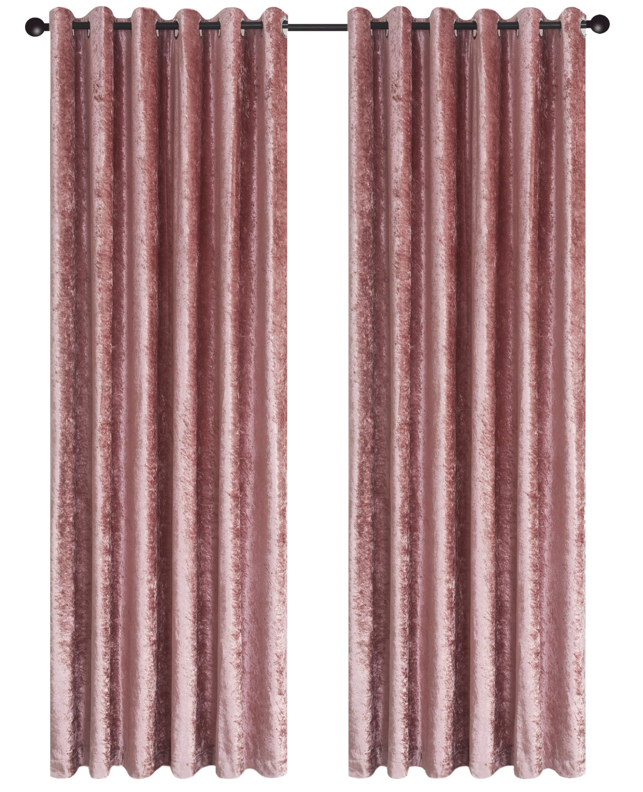 Hadi London Crushed Velvet Curtains for Bedroom Living Room Kitchens A pair of fully lined, beautifully made shades with an eyelet ring top velvet curtains. (BLUSH PINK, 66X72)