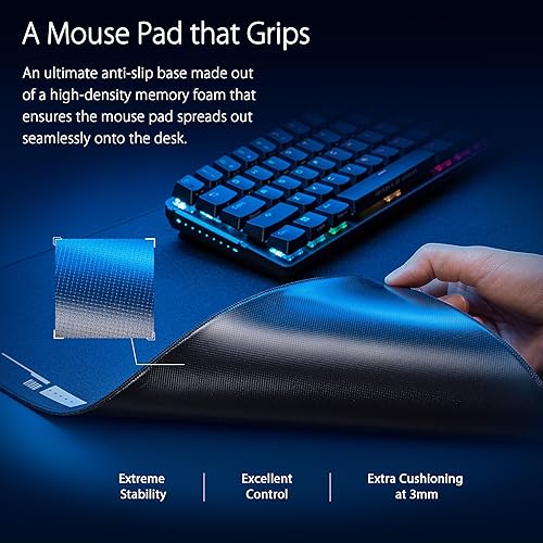 Miniatura 2 de ASUS ROG Hone Ace XXL - Alfombrilla de mouse para juegos, base de espuma viscoelástica de alta densidad, material de tela híbrida, 15.748 x 35.433 x