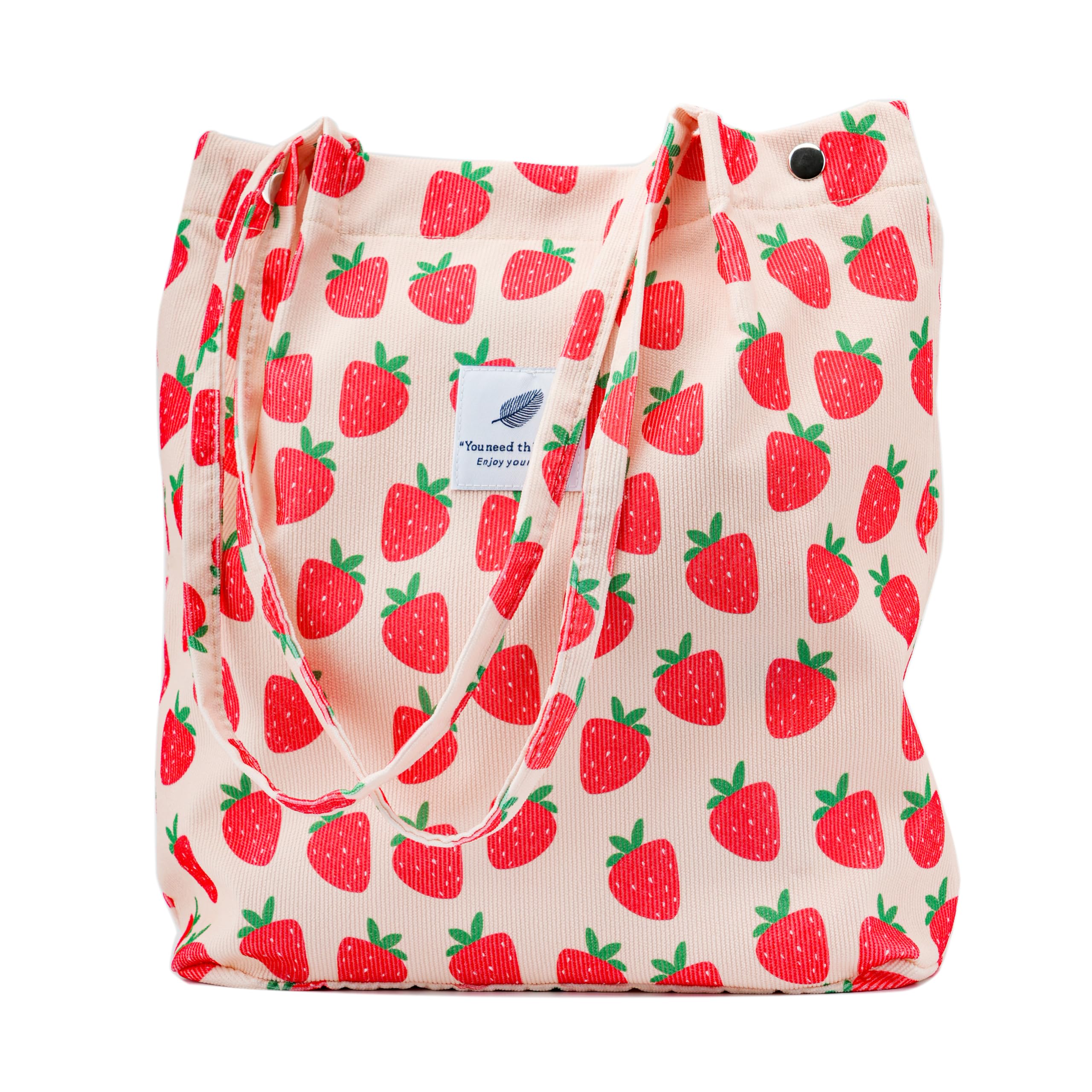 Corduroy Tote Bag Cute Tote Bags for Women Shoulder Bag with Inner Pocket for Work Beach Travel and Shopping Grocery