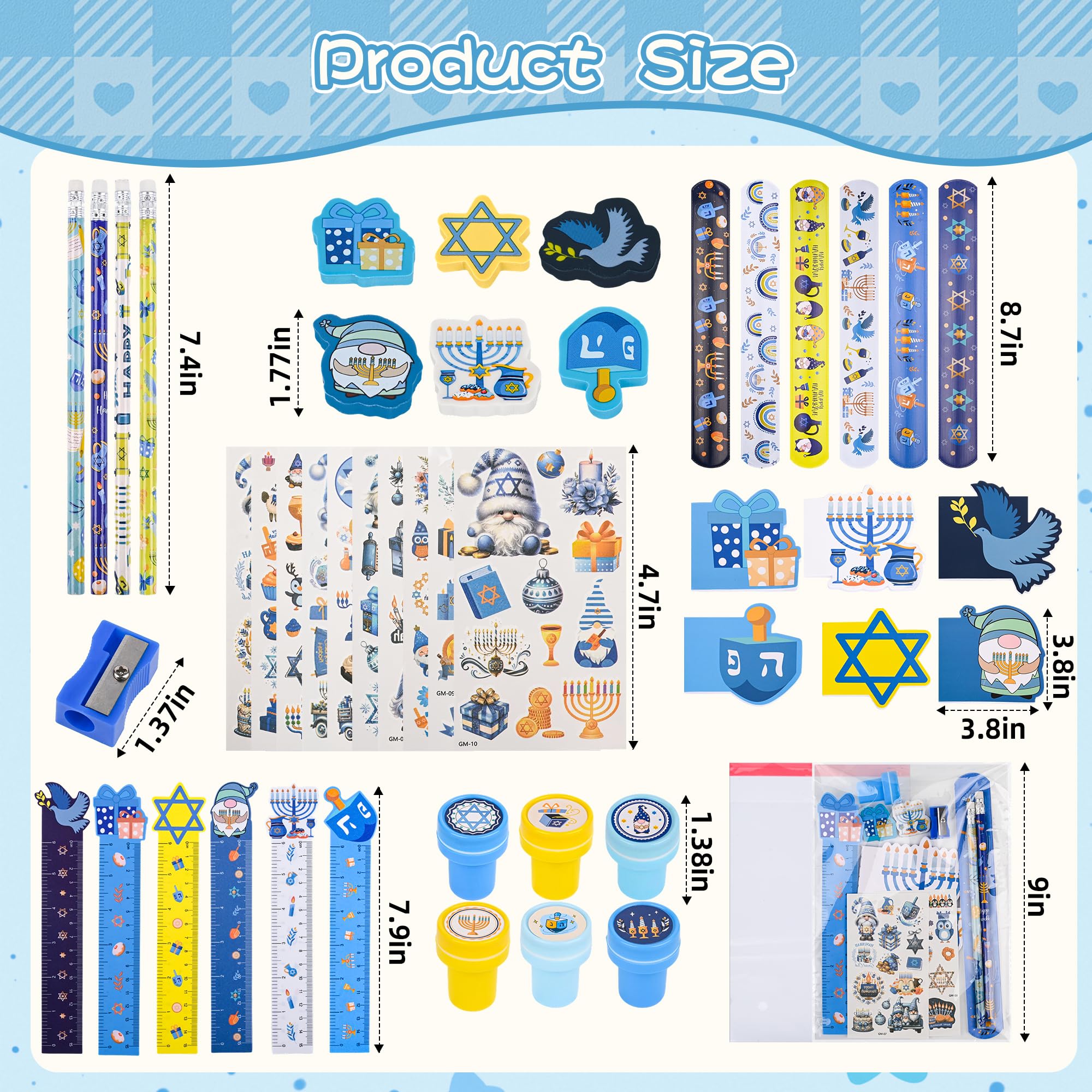 Ulema 216 lápices de madera de regalo de Hanukkah Supplies Hanukkah a granel con temática de Janucá para bolsas de regalo, premio de aula