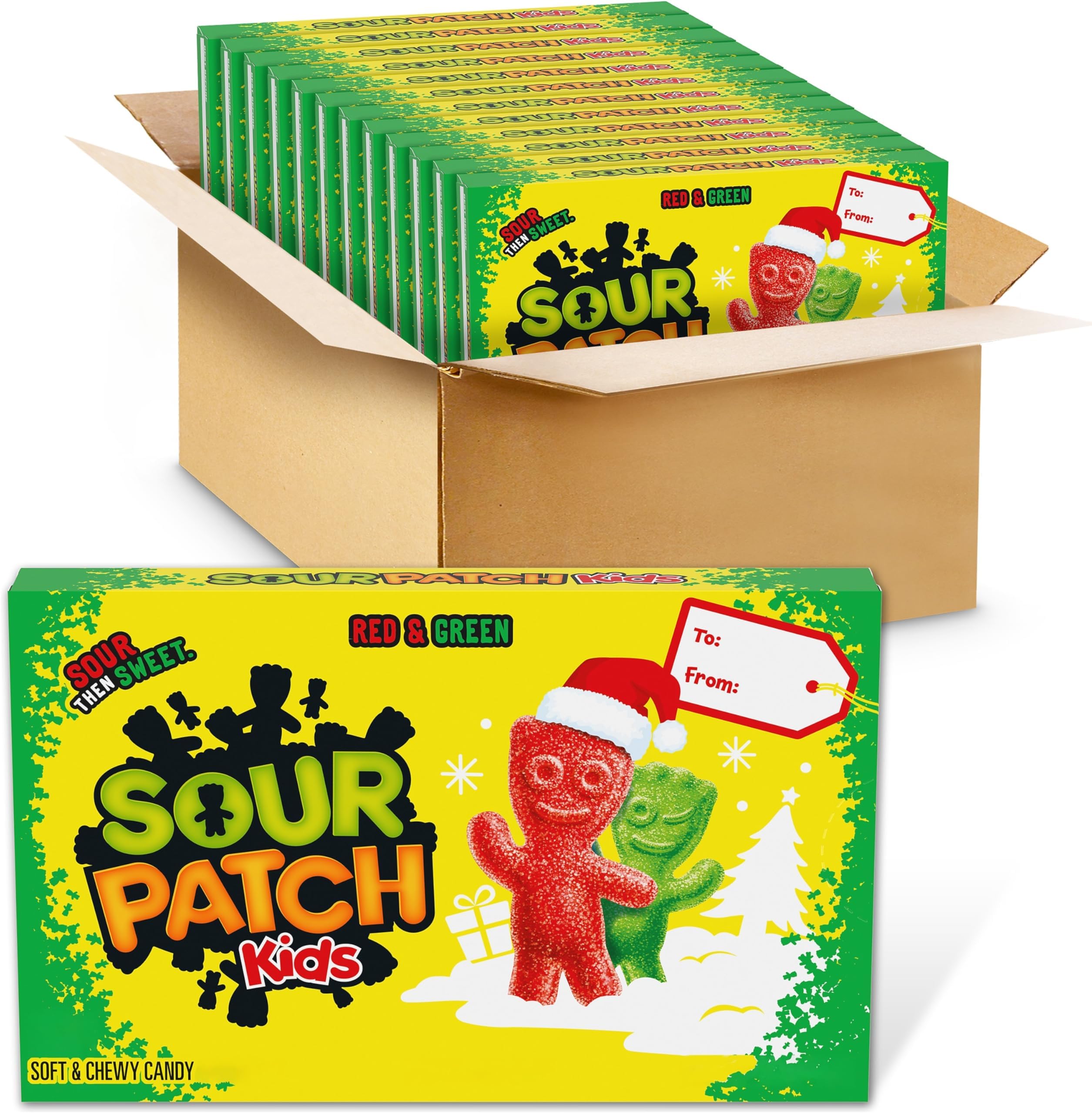 Red & Green Soft & Chewy Gummy Holiday Candy, Bulk Candy, 12 - 3.1 oz Boxes