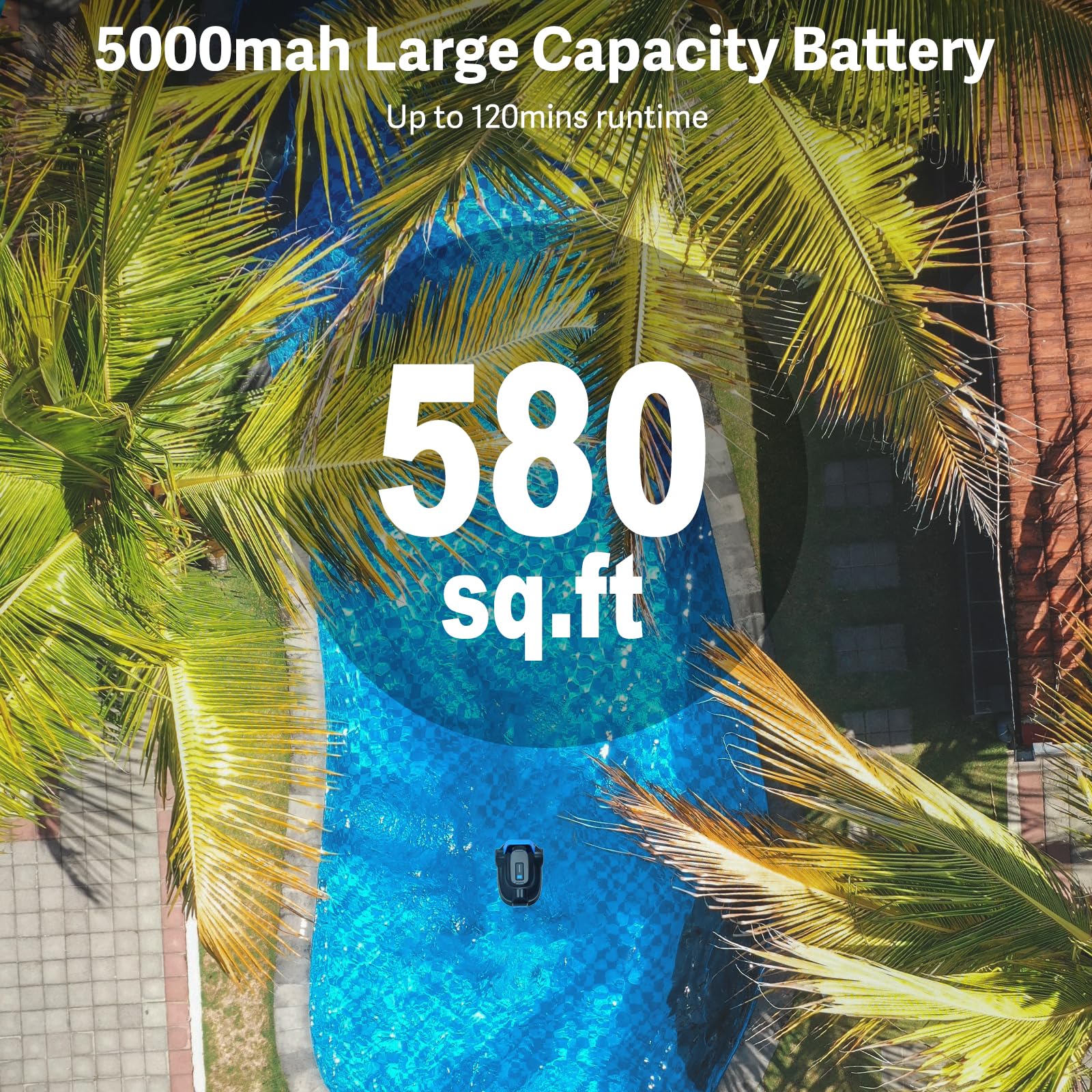 2024 Upgraded Robotic Pool Cleaner, Cordless Robotic Pool Vacuum, 5000 mAh Lasts Up to 120 Mins, Ideal for Above Ground Pools, Self-Parking, LED Indicator, Efficient Leaf and Debris Removal