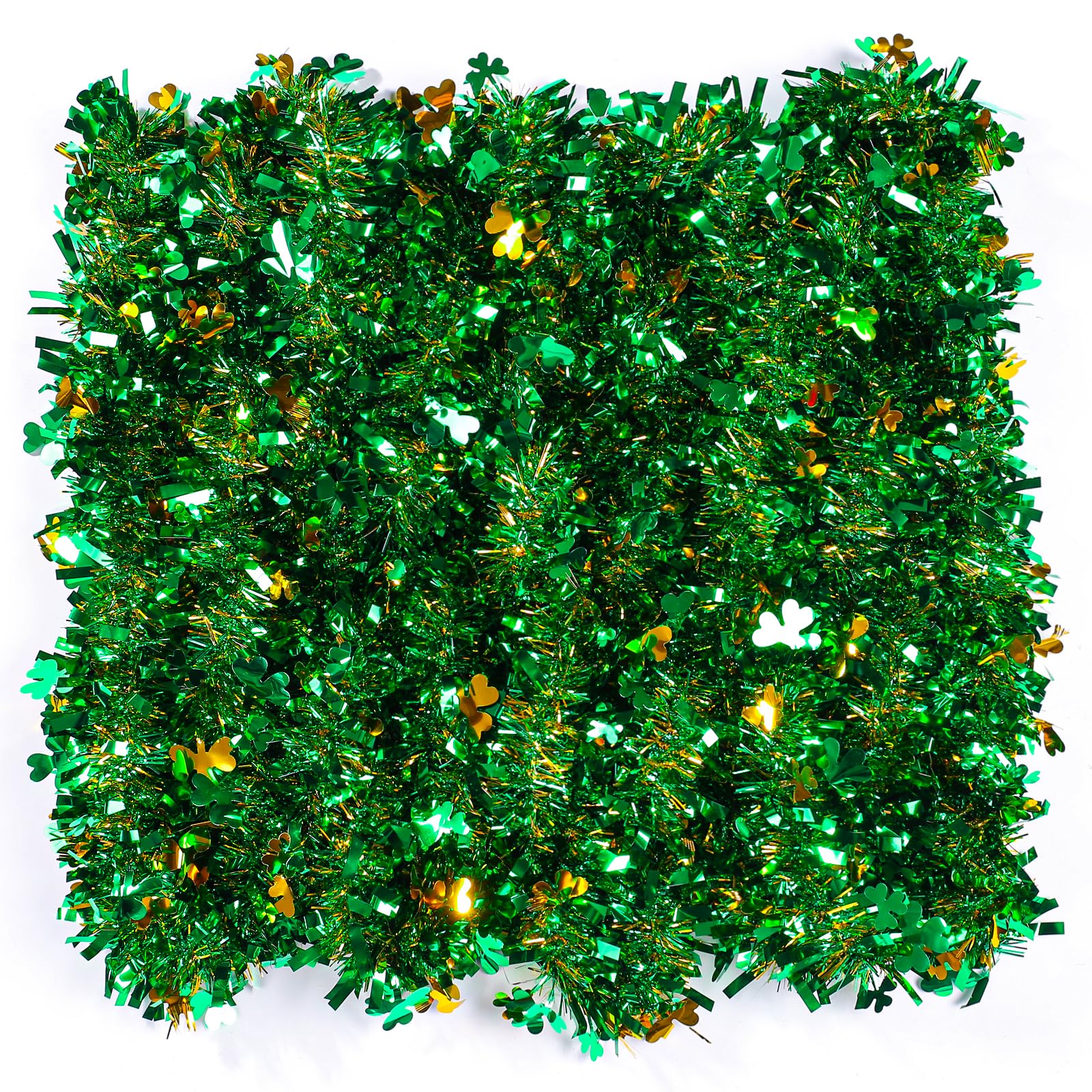 33ft St Patrick's Day Tinsel Garland,Shamrock Metallic Twisted Hanging Garland for St Patrick's Day Irish Party Home Decoration