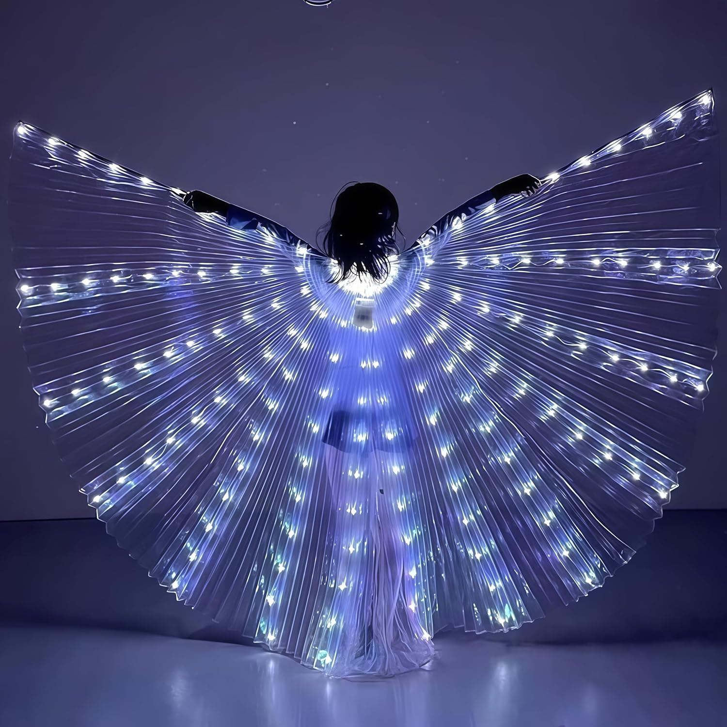 LED Belly Dance Wings With Stick, Light Up Belly Dance Costumes for Woman Girls Carnival Halloween Clothing - Image 2