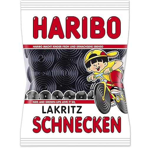 Haribo Caracoles de regaliz, babosas de regaliz, caramelos, dulces, bombón, en bolsa, 7.05 oz