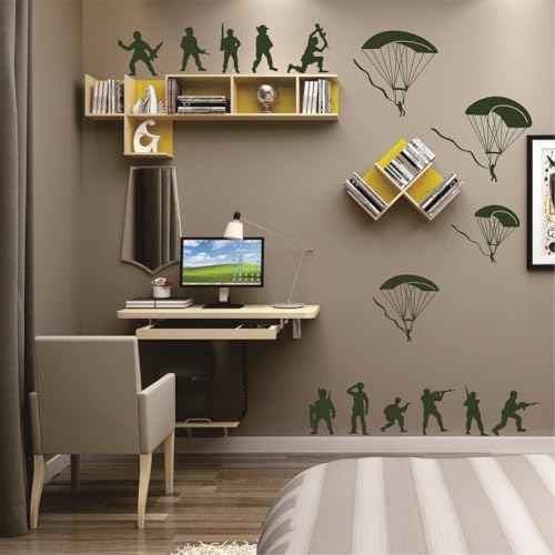 Vinilo Decorativo Soldados Paracaidistas Verde Militar