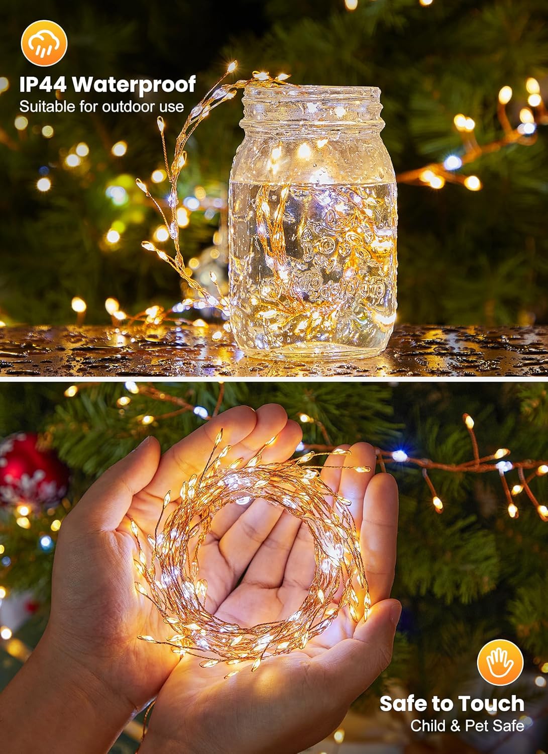 Fairy Lights Battery Operated, 4-Pack Total 40FT 480LEDs Fairy Lights Indoor with Timer, Decorations for Home Stairs Table Tree, Gifts for Kids, 2-Color Twinkling String Lights