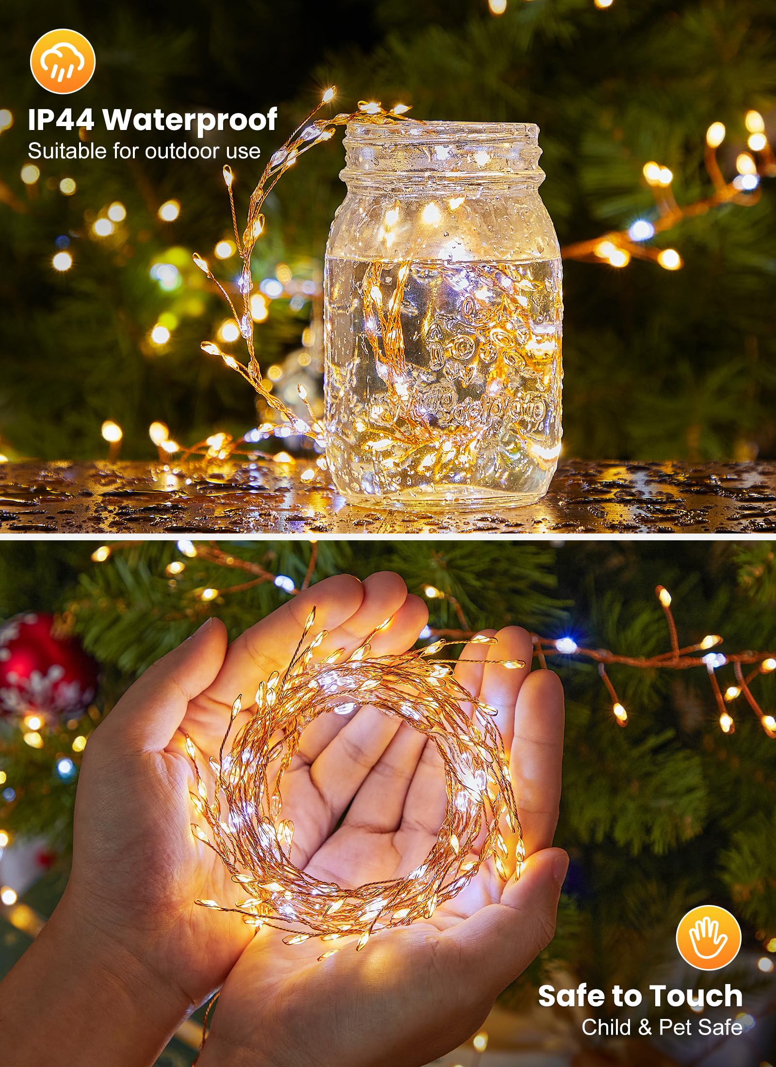 Guirnalda de luces para interiores, paquete de 4 unidades de 10 pies, 120 luces LED, funciona con pilas, con temporizador para decoraciones de Navidad, manualidades, centros de mesa de boda