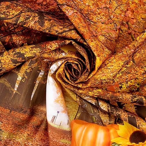 Miniatura 7 de HVEST Tapiz de calabaza de arce otoñal para colgar en la pared, tapiz de lámpara de girasoles y árboles de arce naranja, tapiz de paisaje otoñal