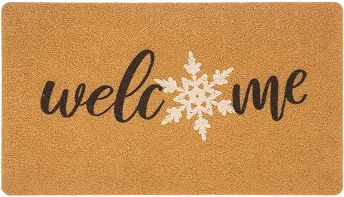Snowflakes-Welcome-Doormat Outdoor-Entrance - Coir-Non-Slip Winter Indoor Home Decor Front Door