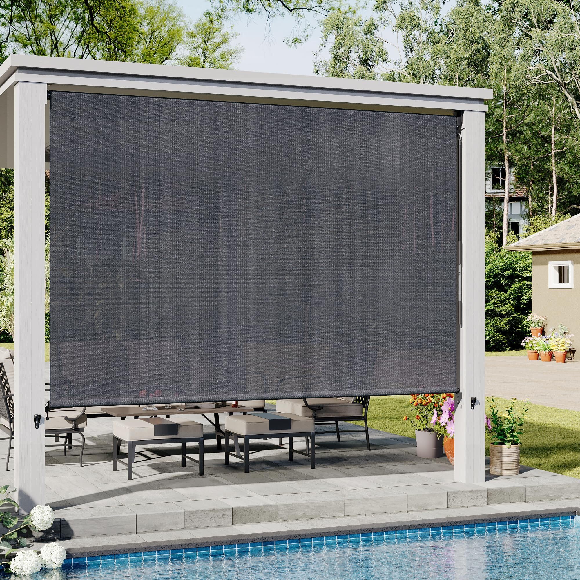 Amazon.com : VICLLAX Outdoor Roller Shade (8' W×8' L), Patio