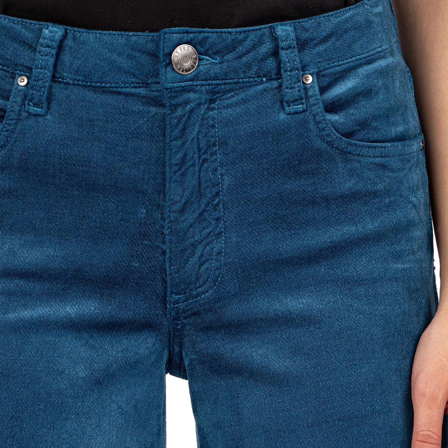 KUT from the Kloth Women's Jean High-Rise Wide Leg Clean Hem in Teal Blue - Image 3