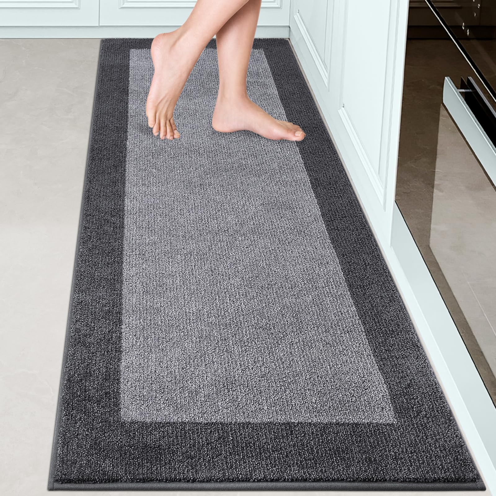DOMUSTEX Machine Washable Kitchen Rug 24 x 70 Non Slip Kitchen Mat for Floor Absorbent Entrance Runner Rug