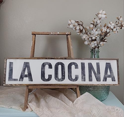 Letrero de cocina española La Cocina Letrero de madera para decoración española, letrero de madera personalizado con citas de 4 x 16 pulgadas