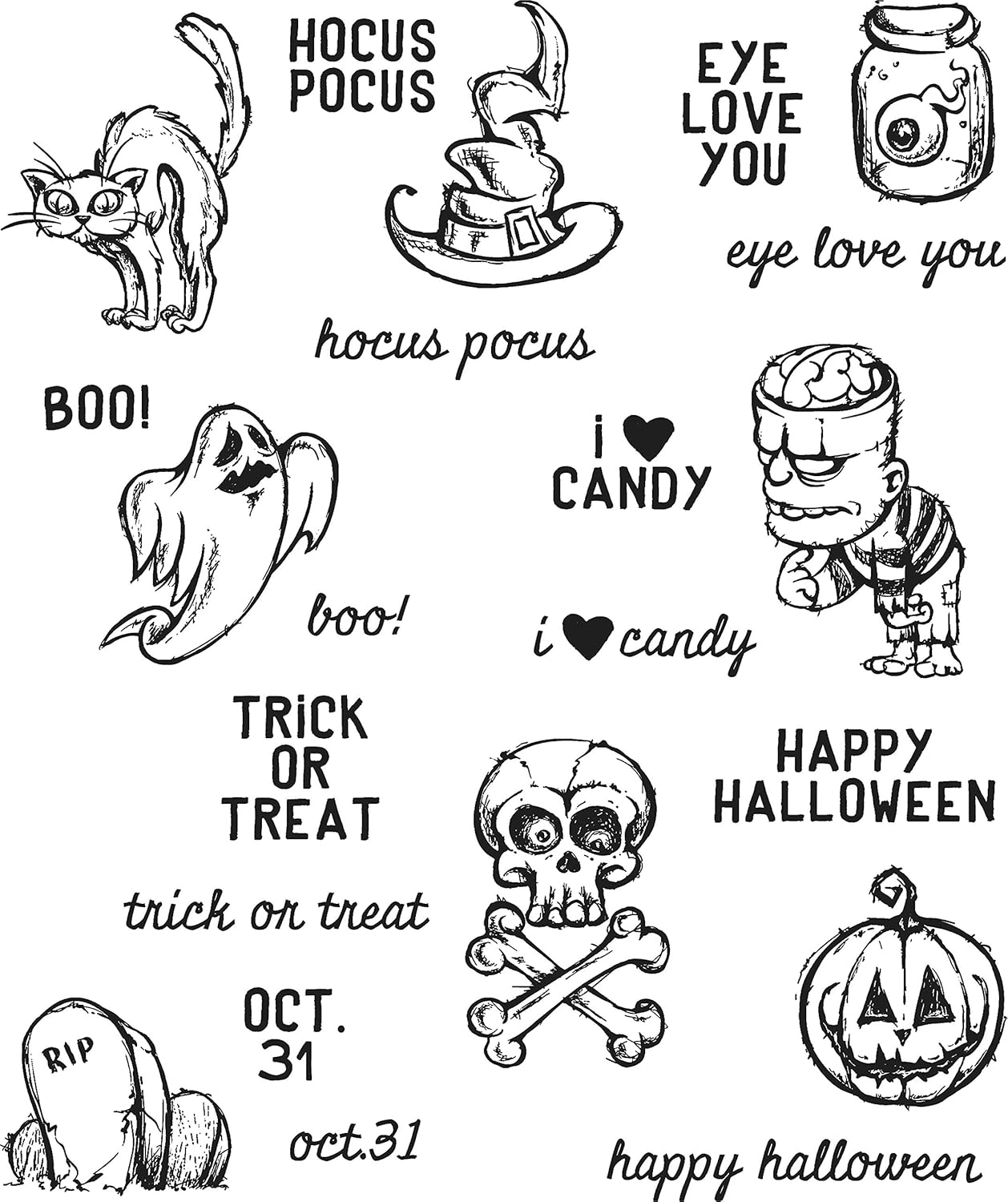 Stampers Anonymous Scared Silly Tim Holtz Cling Stamps, 7" x 8.5"
