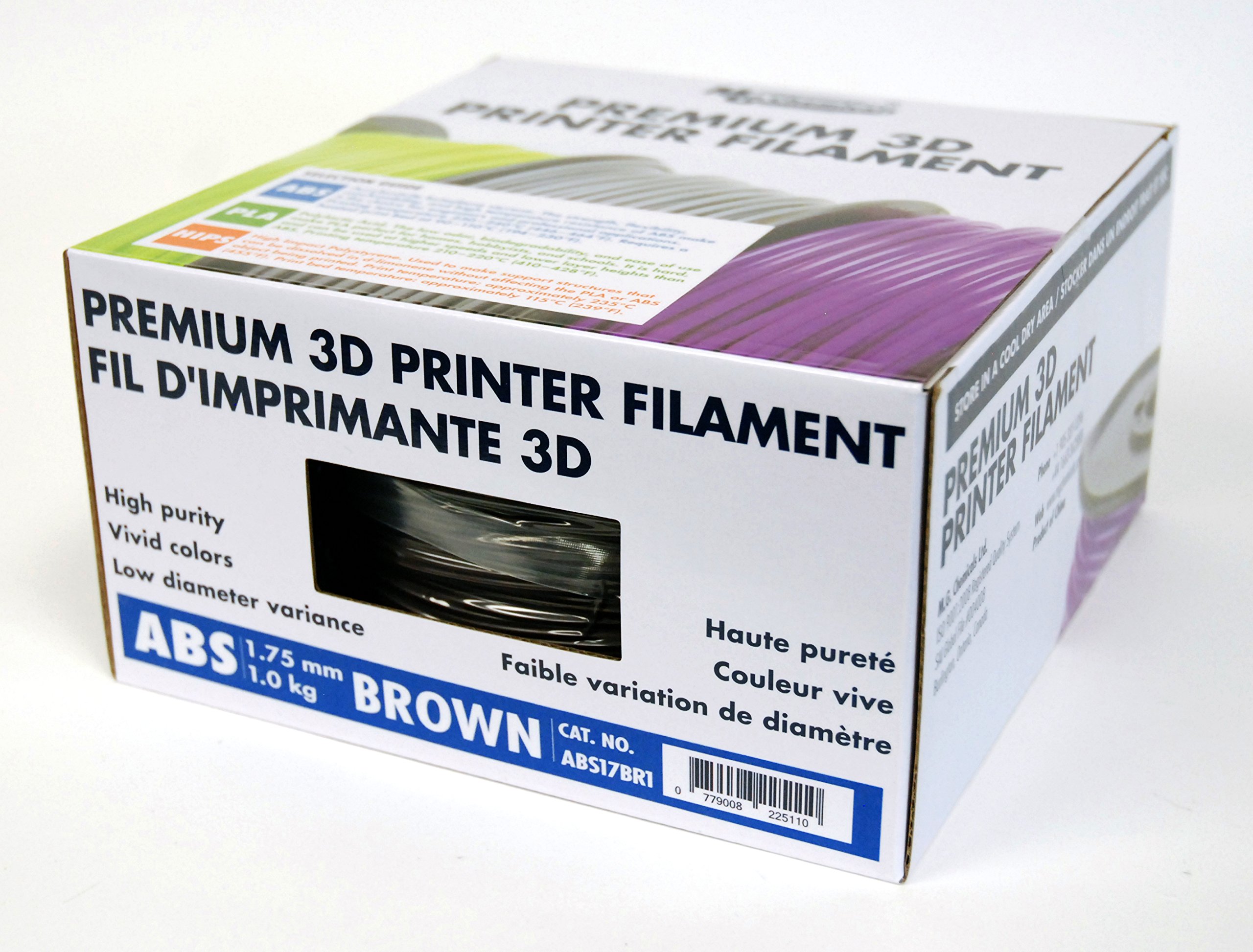 MG Chemicals ABS17BR1 Brown ABS 3D Printer Filament, 1.75 mm, 1 kg Spool
