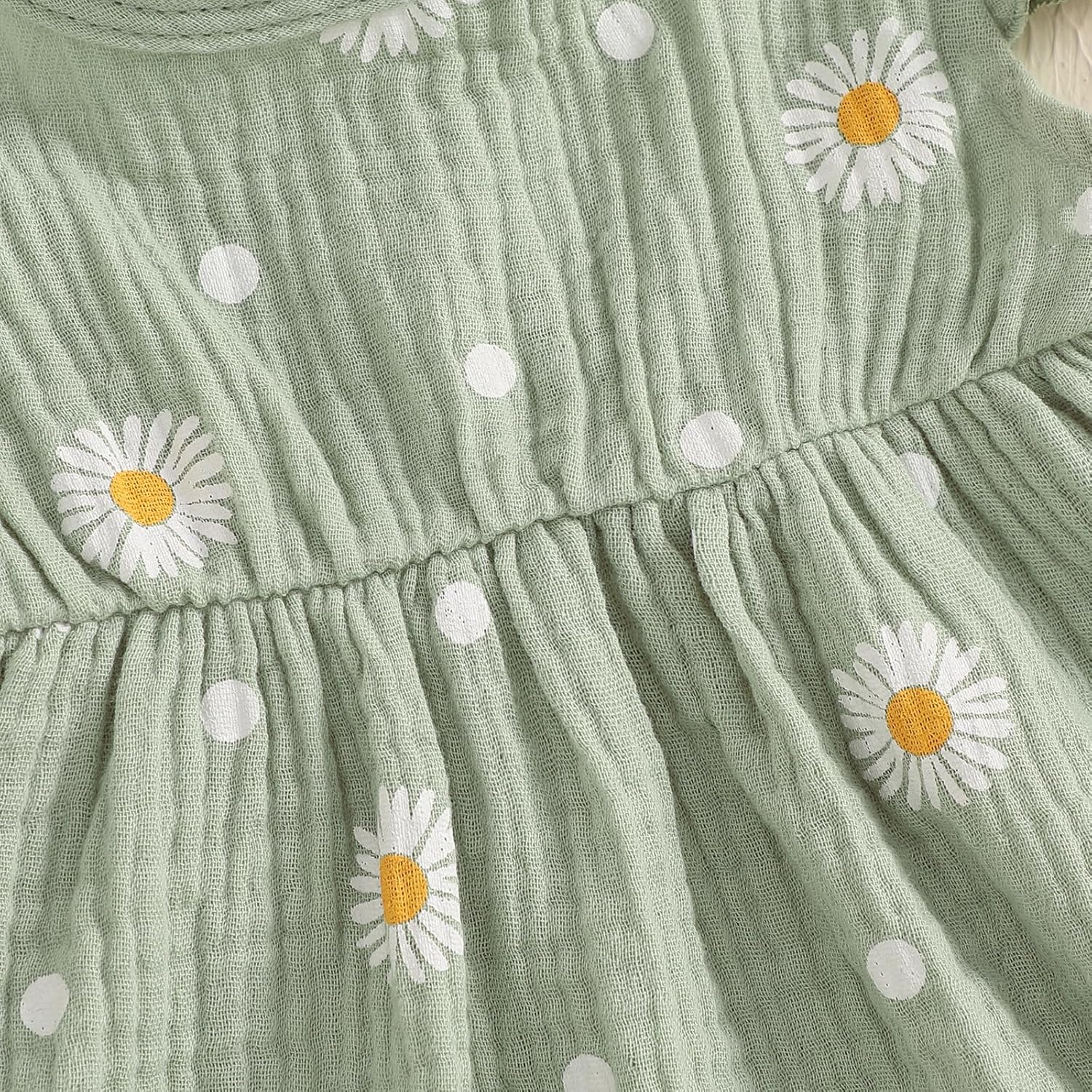 Kaipiclos Infant Baby Girl Clothes Outfits Daisy Print Ruffle Sleeve Shirt Tops Shorts Baby Summer Outfit 3 6 12 18 24 Month - Image 5