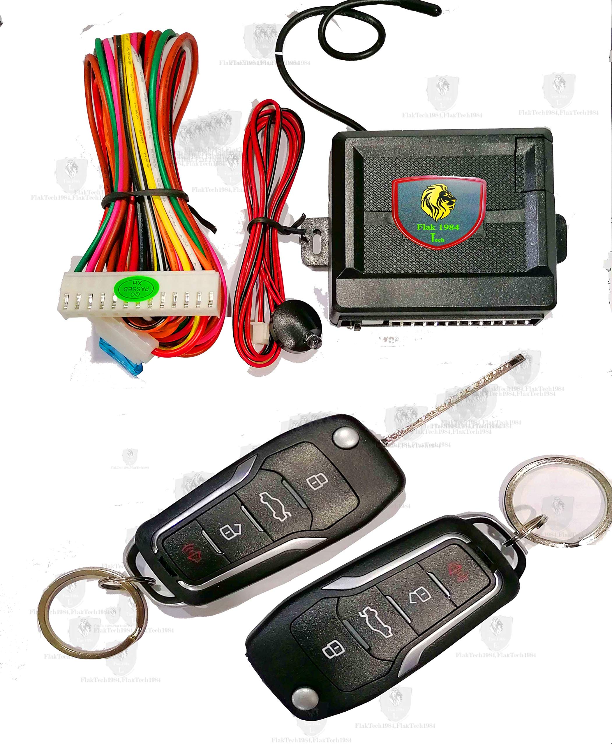 FLAKTech Keyless Entry System - Car Door Lock Remote Control Kit with Alarm (06)