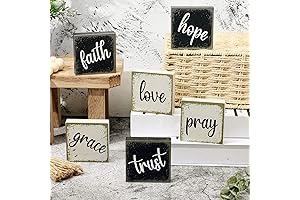 Qunclay Rustic Wood Table Decor Love Blocks Wooden