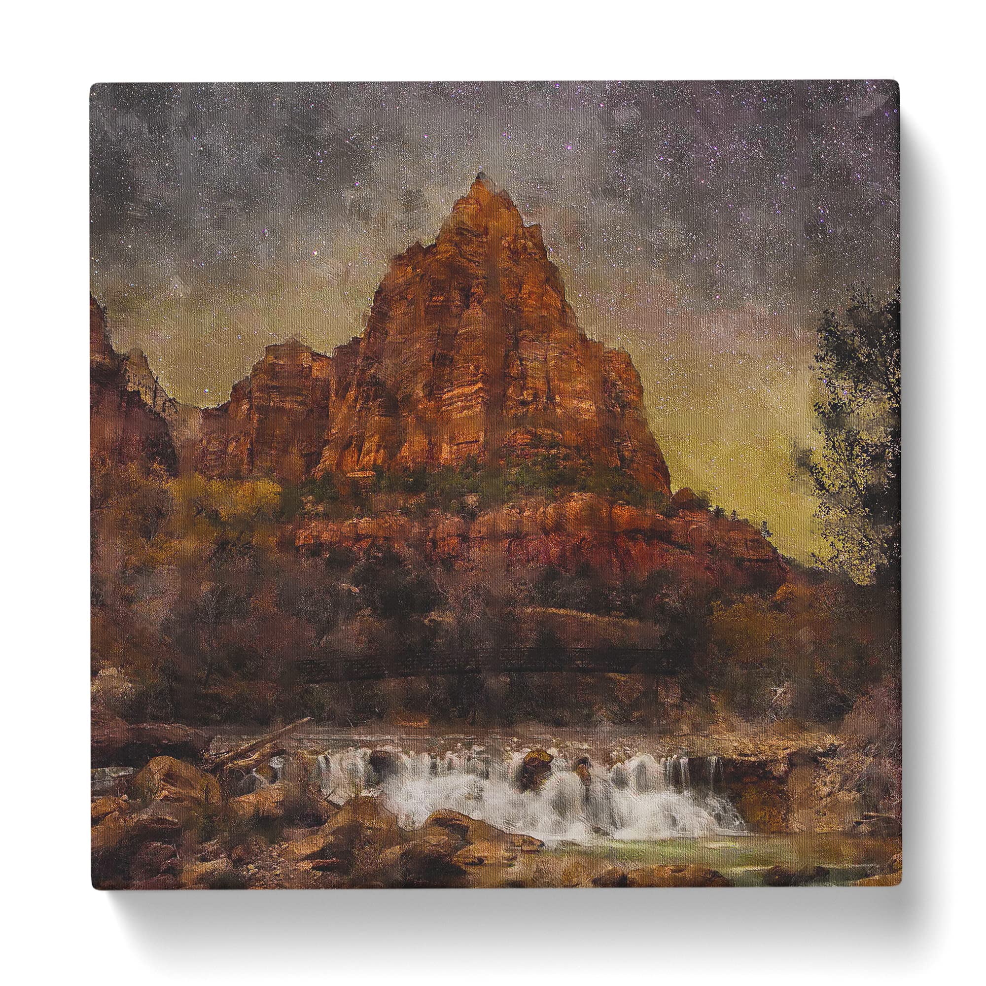 Beneath The Stars In Zion National Park Canvas Print, Mixed, 35L x 35W cm - Image 3