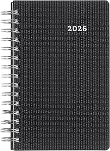 Blueline® 2026 DuraFlex Daily Planner, Appointment Book, 12 Months, January to December, Twin-Wire Binding, 8" x 5", Black, Bilingual (C1504V.81BT-26)