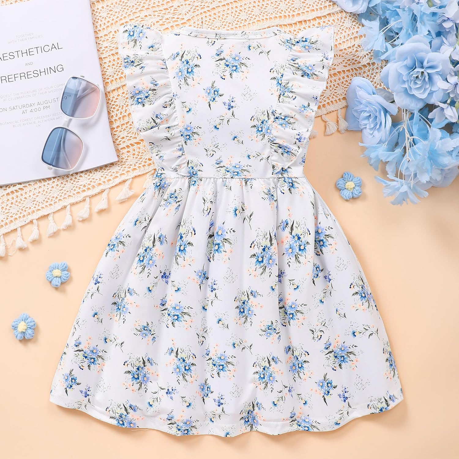 Little Girls A-line Dress Cute Leopard Mermaid Pattern Ruffle Sundress Toddler Girl Casual Dresses for Party 2-7Y - Image 8