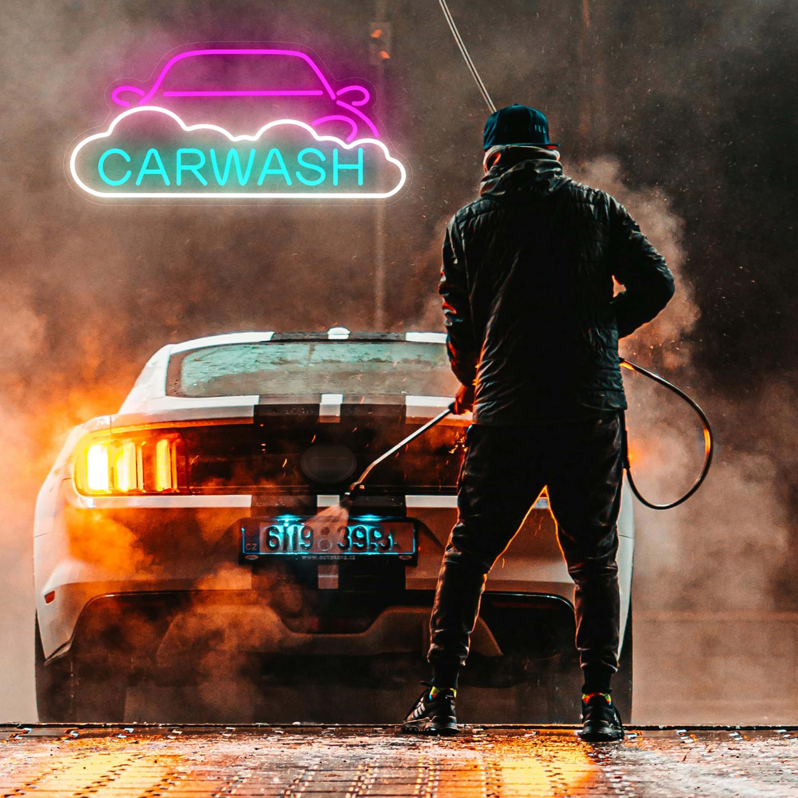 Amazon.co.jp: 洗車ネオンサイン - 調光可能なUSB電源LEDライトアップ