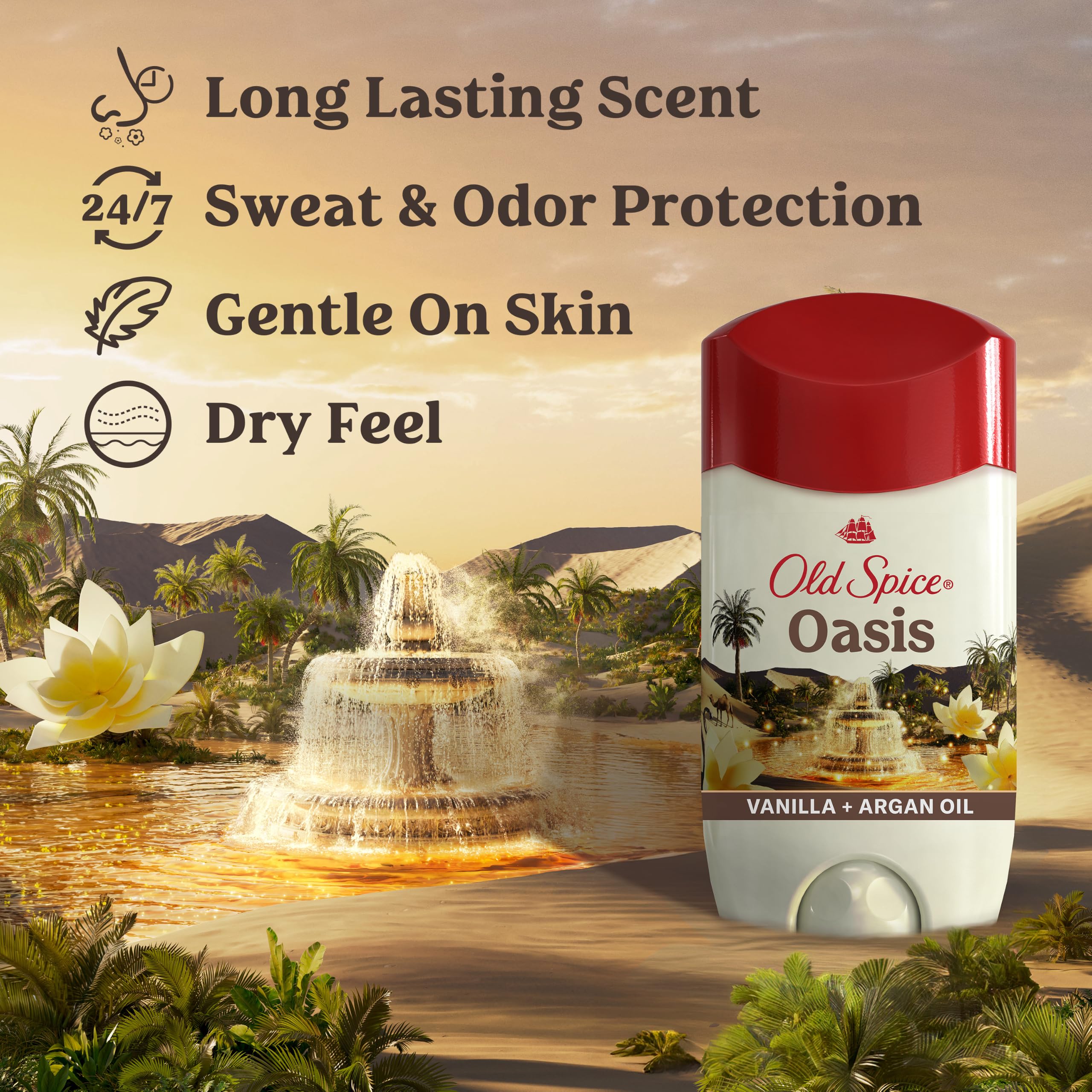 Old Spice Déodorant et anti-transpirant pour homme, protection contre la transpiration et les mauvaises odeurs, Invisible Vanilla Oasis 73,7 g, Lot de 2
