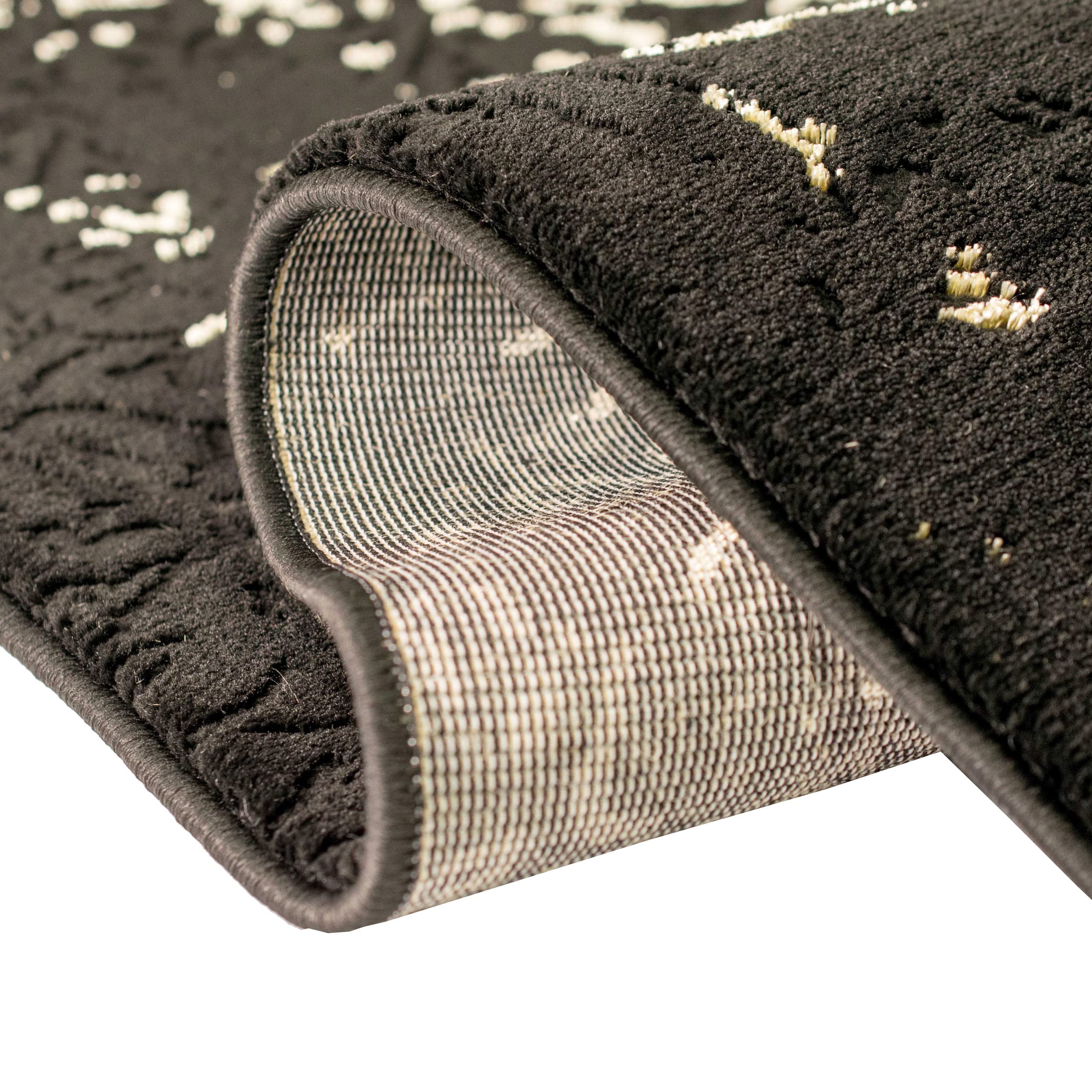 Teppich-Traum Kurzflor Teppich Orientalisch Schwarz Gold 120x170 cm