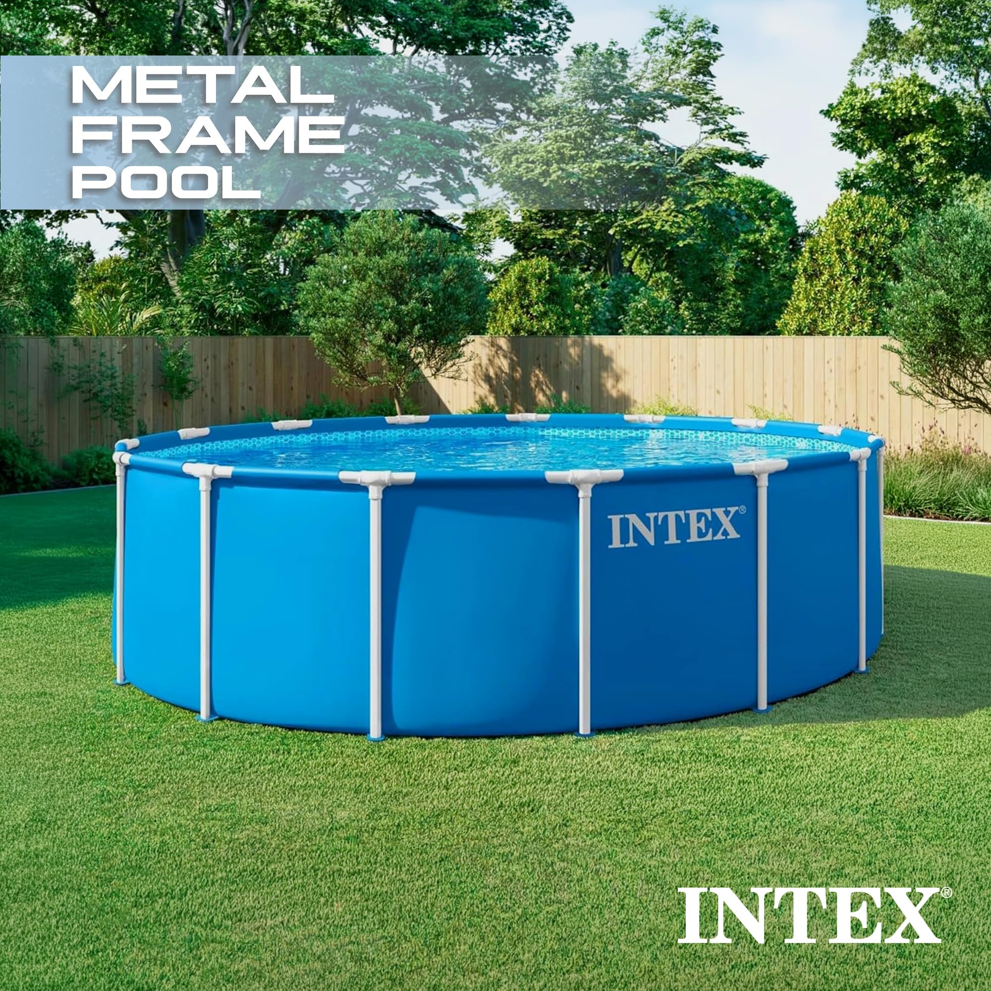 INTEX Metal Frame 15 ft x 48 in Above Ground Pool Set, Round Swimming Pool with Steel Frame, 1000 GPH Cartridge Filter Pump, and Type A Filter Cartridge - 3