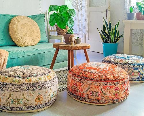 Miniatura 5 de Mandala Life ART Funda de cojín bohemia para suelo, color gris, redonda, para meditación, puf bohemio, elegante, otomano, perfecta para sala de