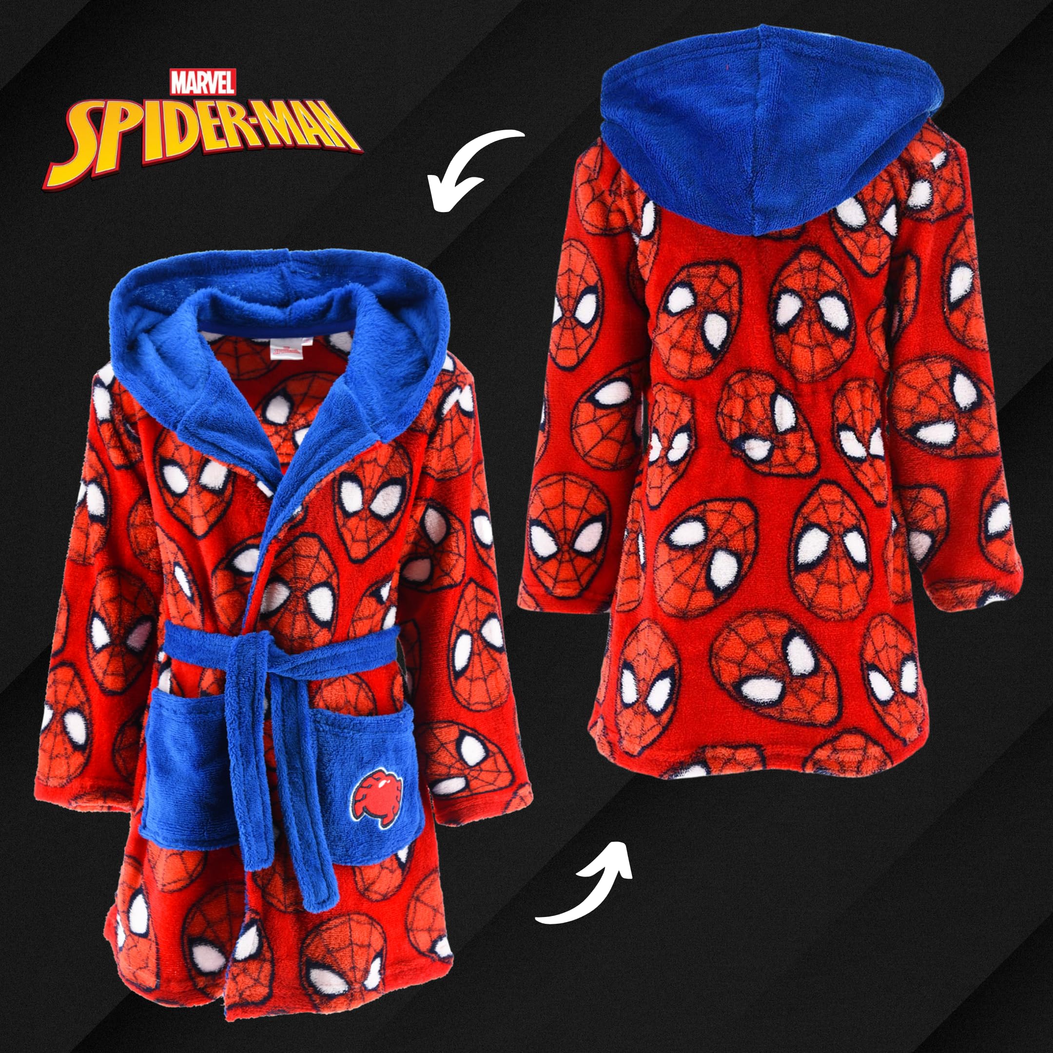 Marvel Spiderman Bata Polar Suave para Niños Tallas 3-8 Años