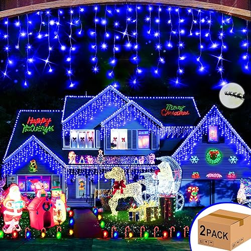 Miniatura 14 de Hezbjiti - Luces de Navidad para decoración al aire libre, 1600 luces LED de 164 pies, 8 modos, 320 gotas, guirnalda de luces para decoración de