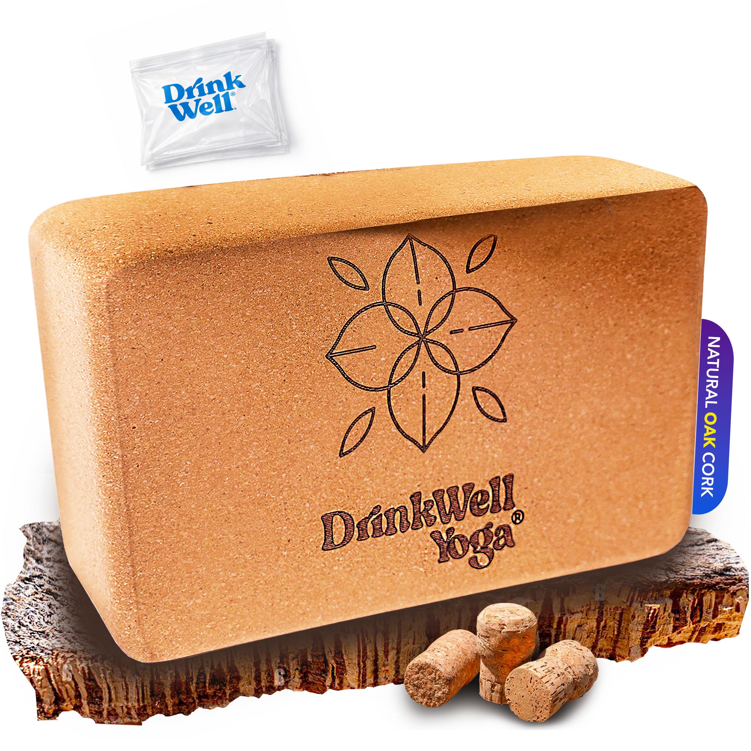 Drinkwell Cork Fitness Block | Premium High‑Density Non‑Slip Exercise Brick 8x15x24 cm | Eco‑Friendly, Odor‑Resistant Support Prop for Stretching, Pilates & Home Workout for Men & Women (Medium Tree Yoga Cork Block, 8X15X24 CM)-image-12