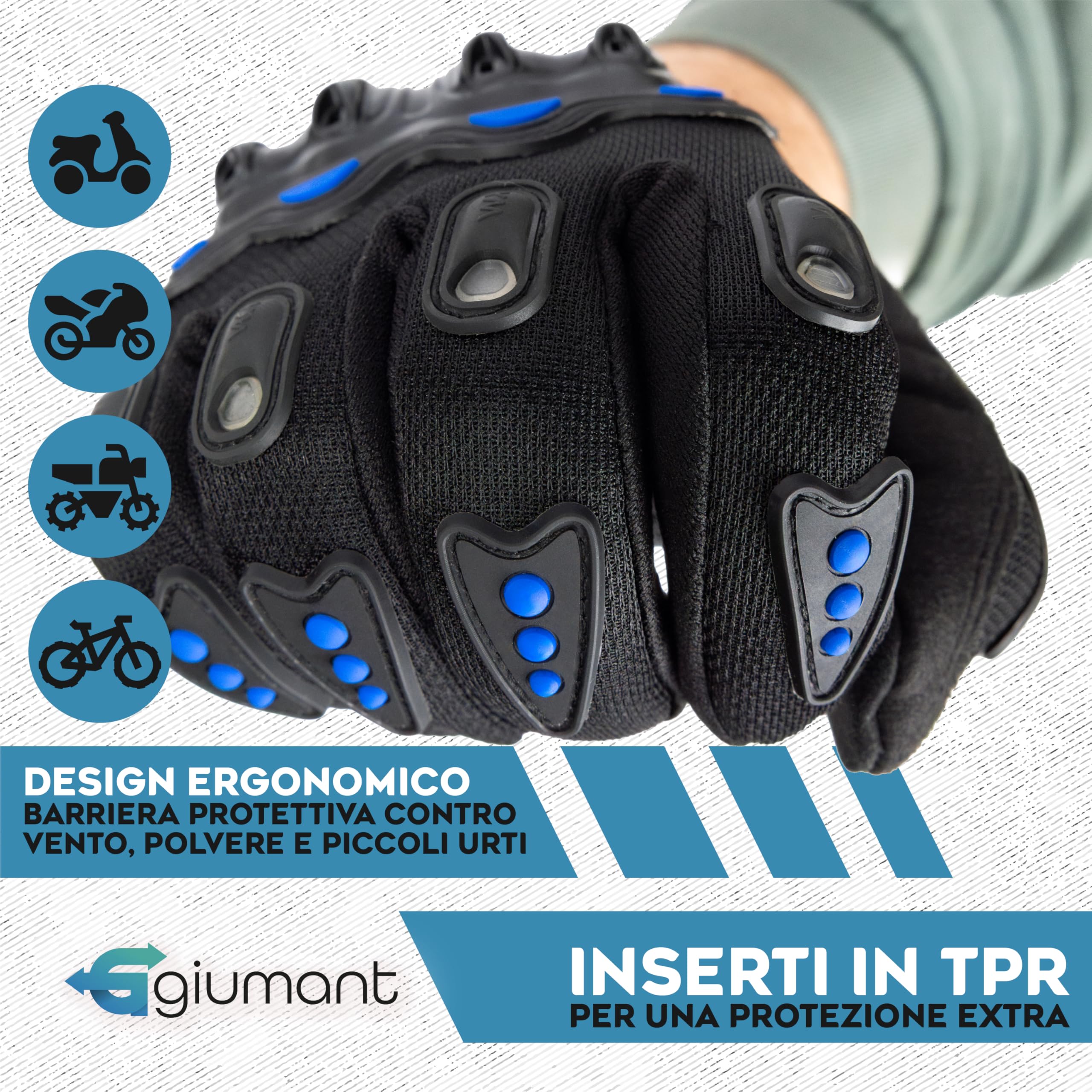 INF Guanti da moto - Traspiranti e touch screen, a dita intere