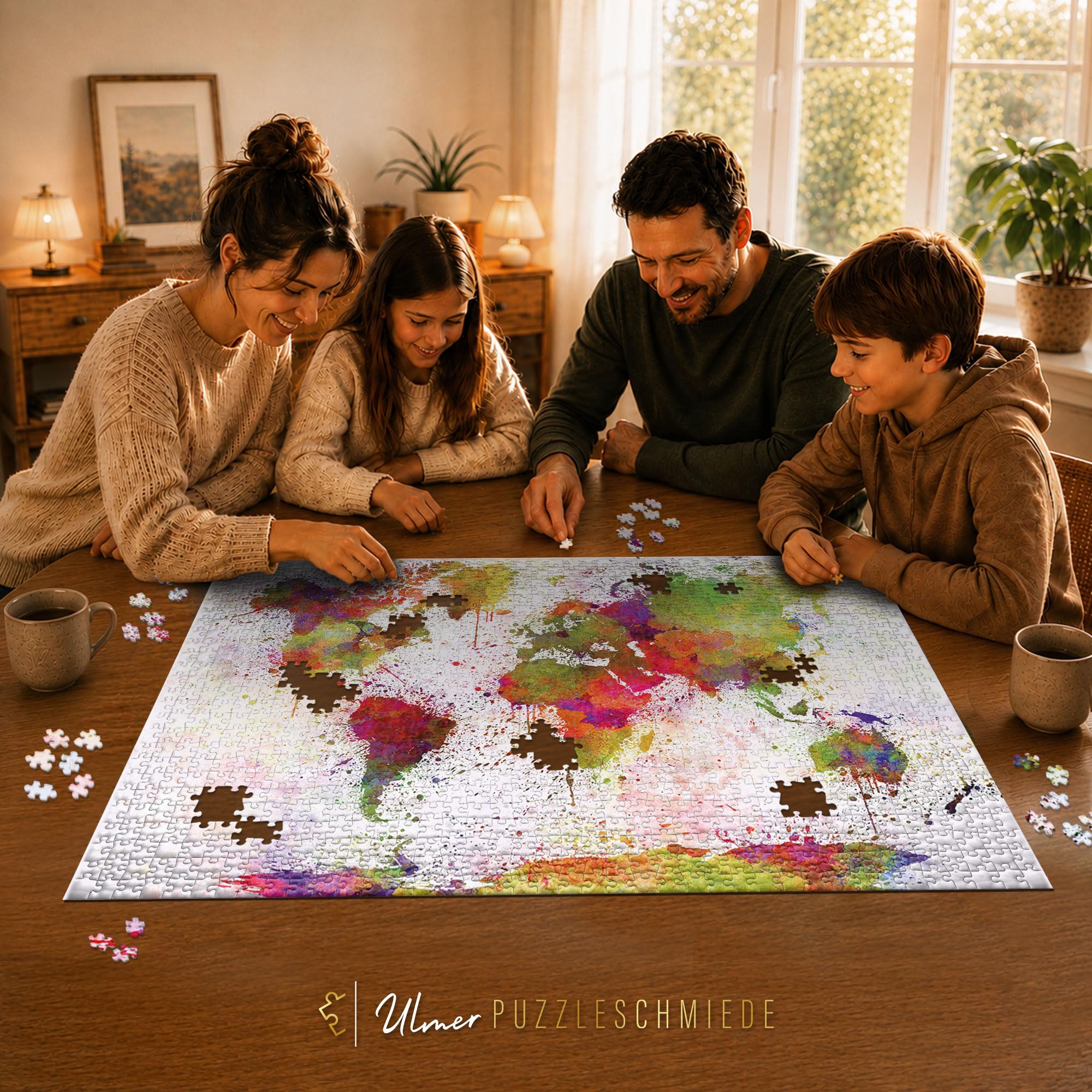Ulmer Puzzleschmiede - Puzzle "Kolorowy świat" - klasyczne puzzle 2000 elementów – nowoczesny motyw puzzli z oryginalną inscenizacją mapy świata - przyprawy i kolory
