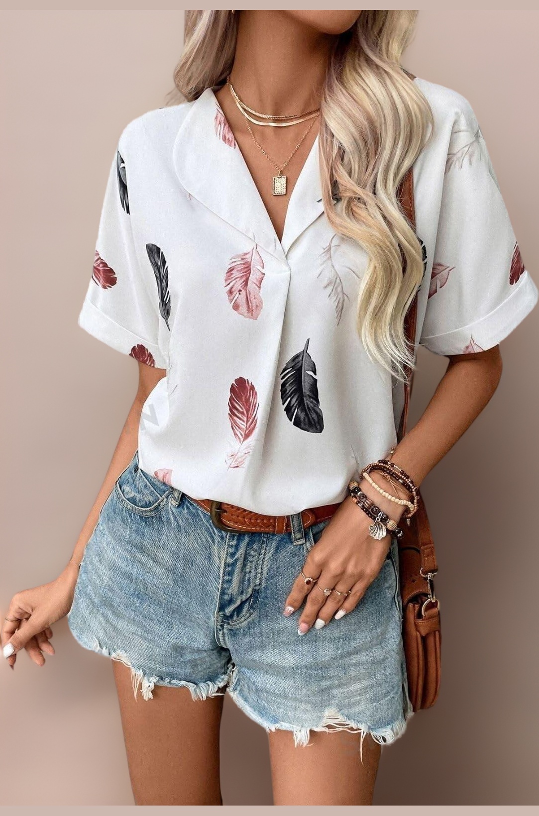 Leriya Fashion Women Crepe Oversized Shirt Korean Casual Short Sleeve Loose Fit Top | Summer Wear