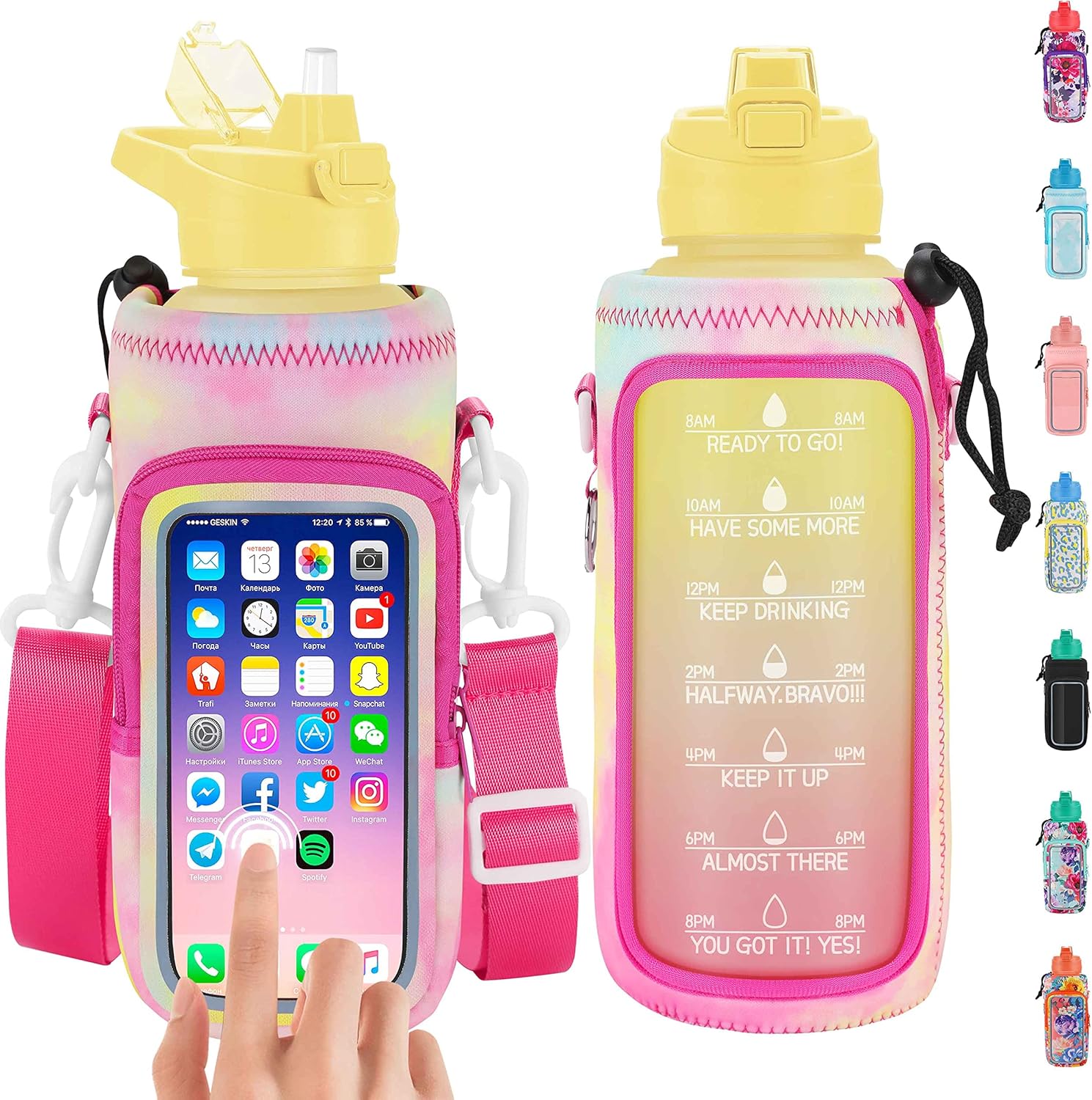 PASER 128oz/1 Gallon Water Bottle with Straw & Handle