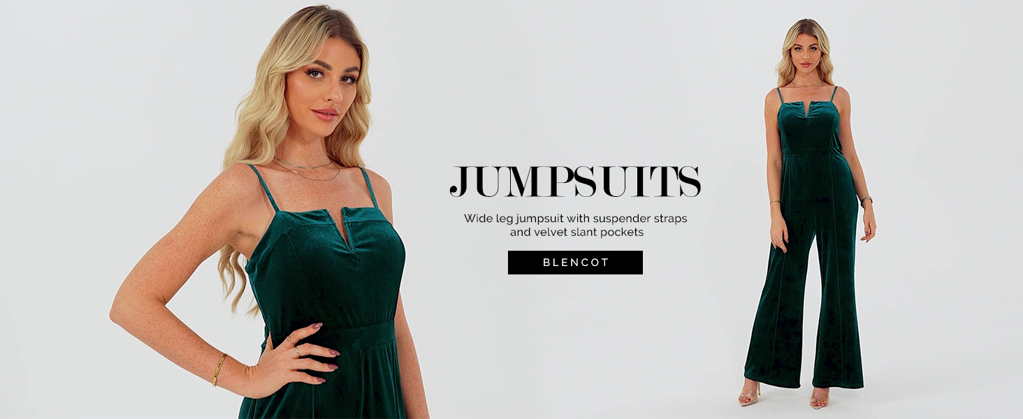 Amazon.com: BLENCOT Sleeveless Velvet Jumpsuits For Women V Neck