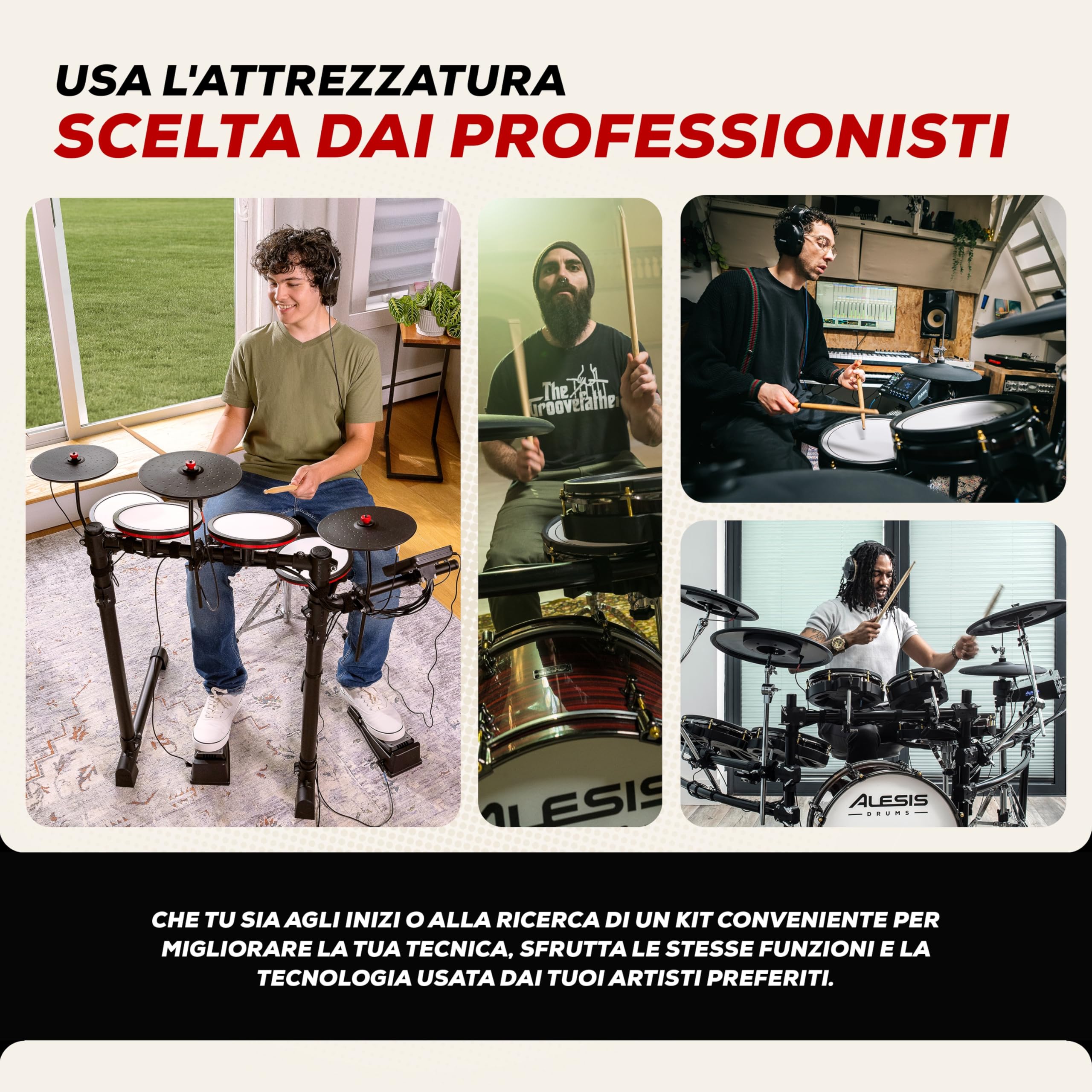 Alesis Turbo Max Batteria Elettronica Pieghevole 8 Pollici Pad Mesh Silenziosi Bluetooth