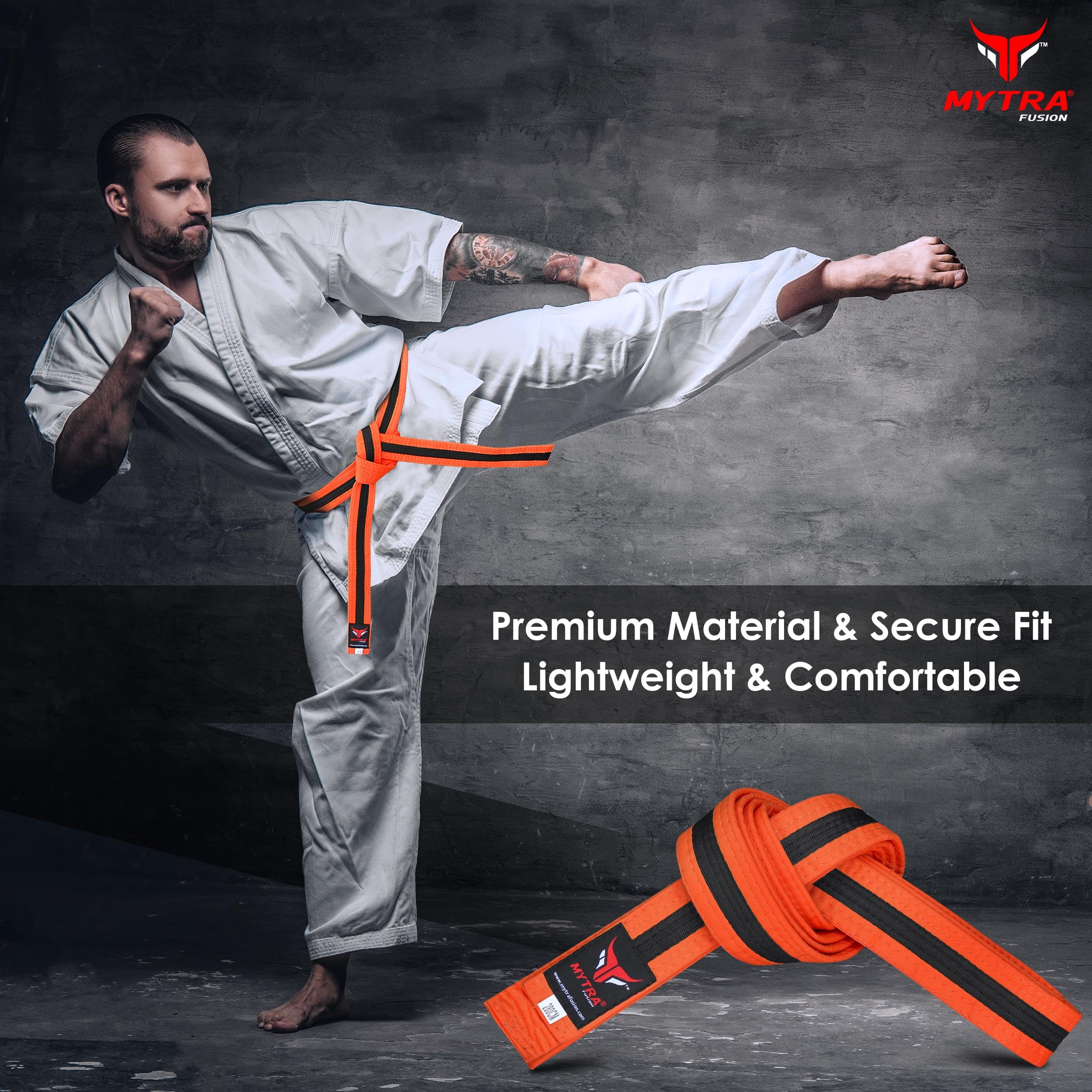 Mytra Fusion Cinturon Karate Ligero y Duradero, Cinturon Artes Marciales, Cinturon Taekwondo y Cinturon de Karate para Hombres y Mujeres