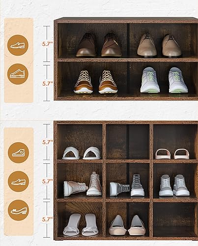 Miniatura 13 de HAIOOU Zapatero apilable de madera con 9 cubos, organizador de zapatos de madera de 5 niveles con 2 estantes de almacenamiento para 10-15 pares