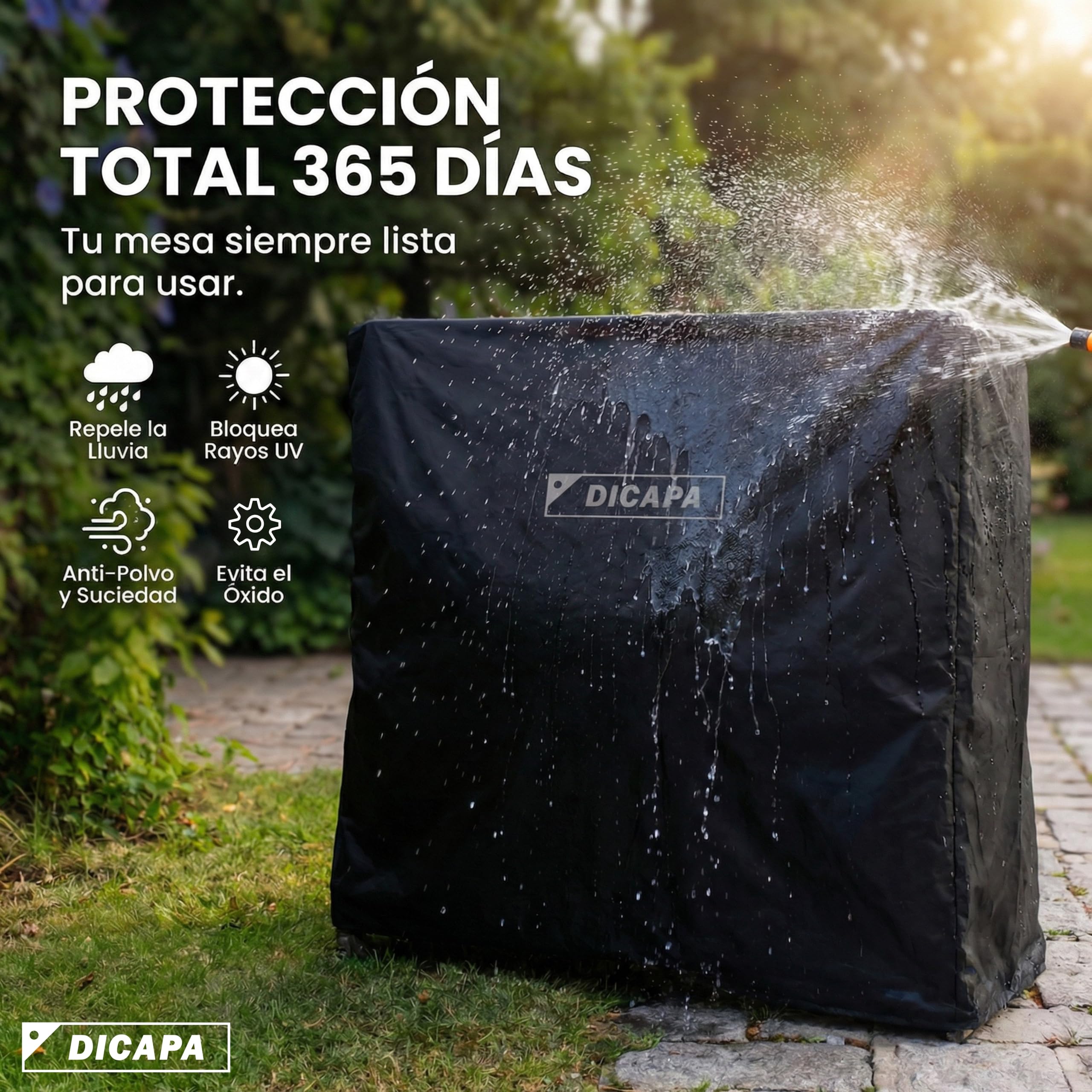 DICAPA Funda Mesa Ping Pong Exterior 165x70x165 cm Impermeable Resistente (Negro)