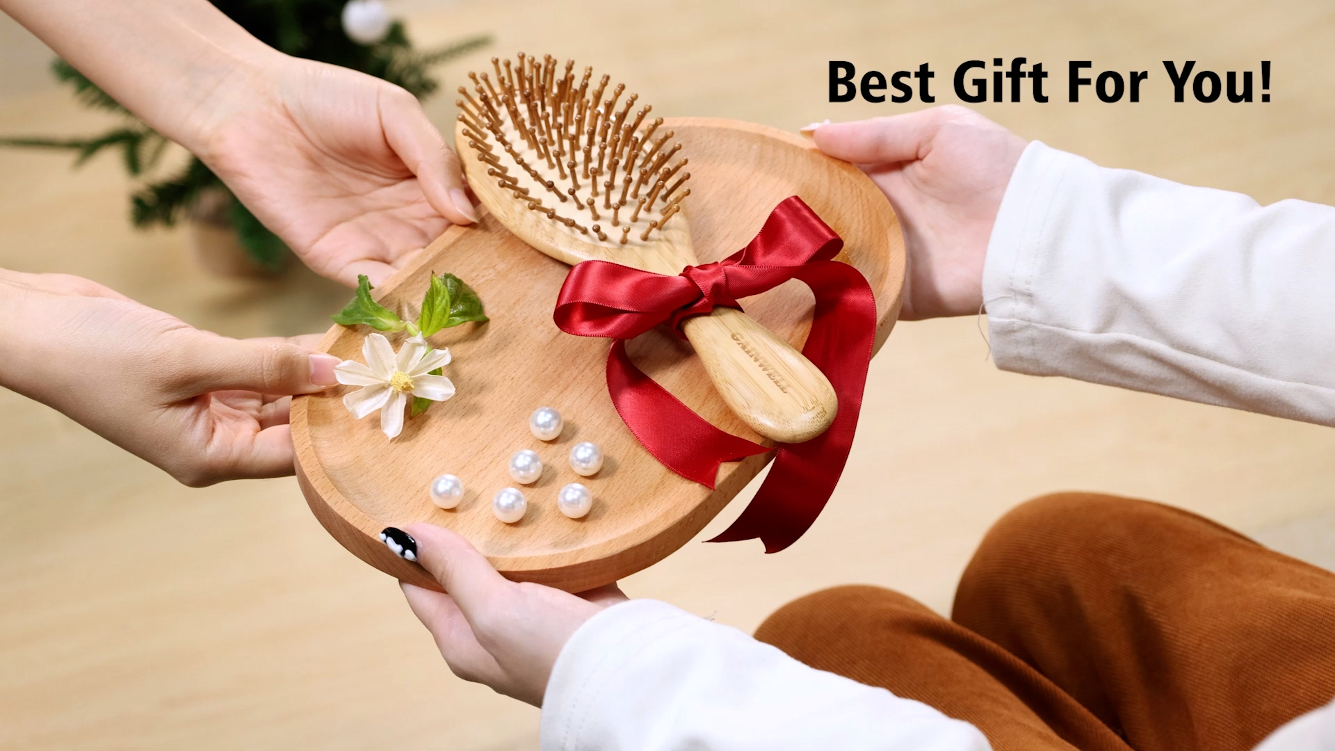 Bamboo Hair Brush for Hair Growth, Natural Bamboo Bristles