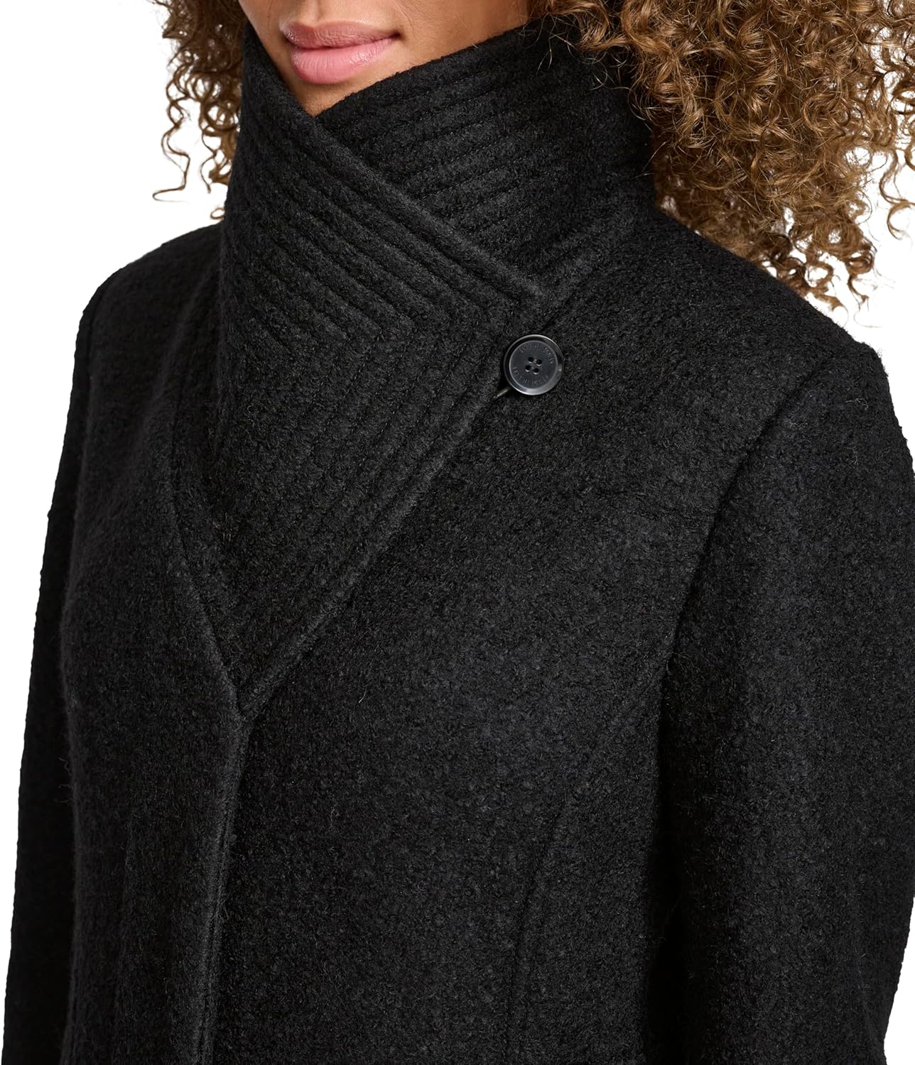 Kenneth Cole Women's Pressed Boucle Wool Coat With Oversized Wing Collar - Image 5